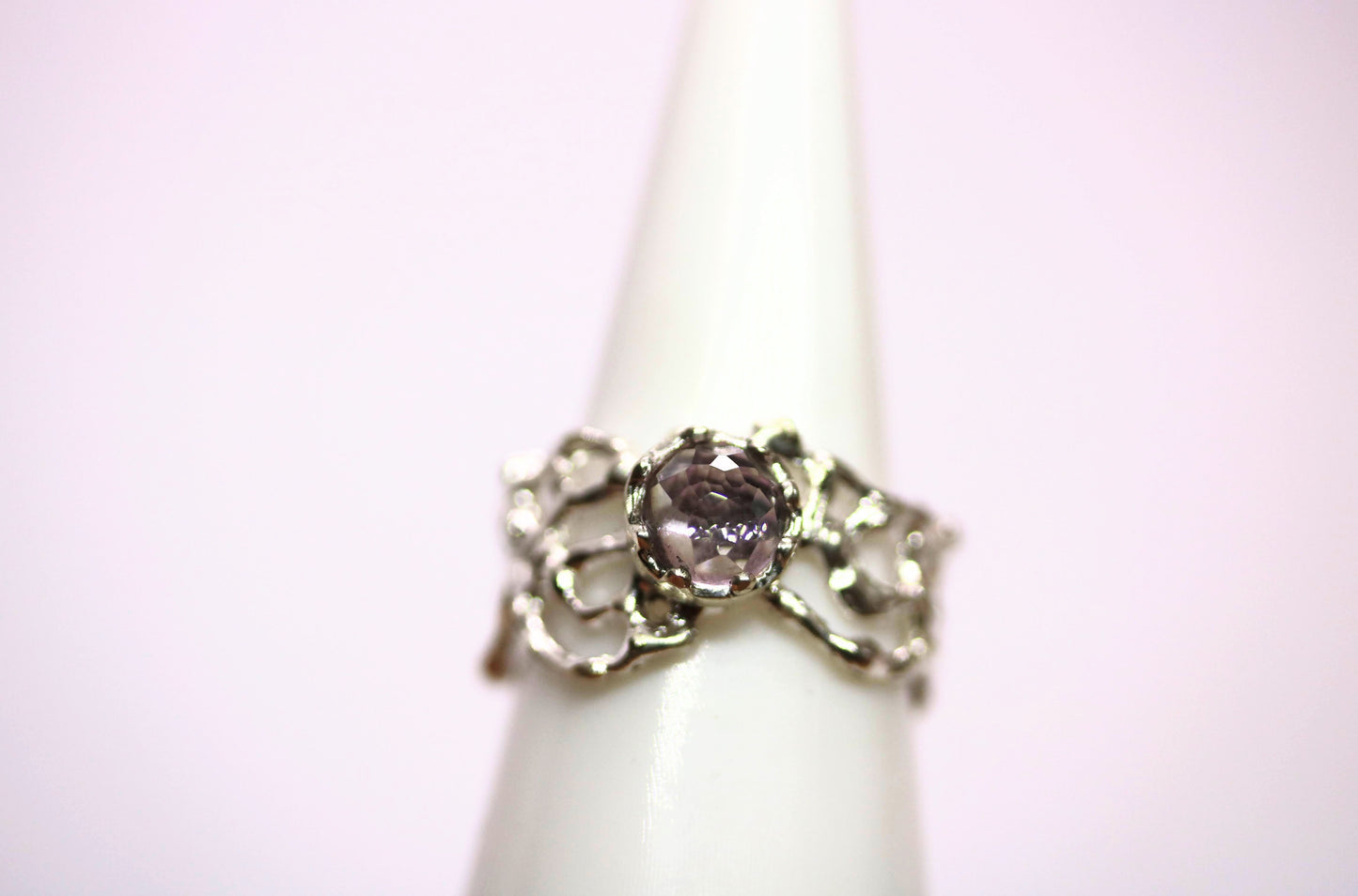 pink amethyst statement ring