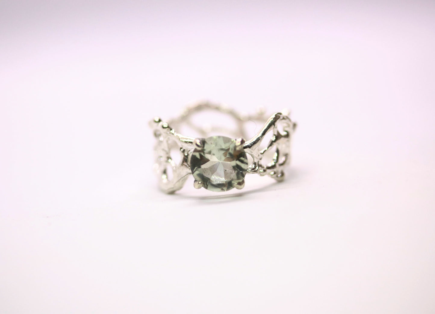 Green Amethyst Asatsuyu Jukai Ring
