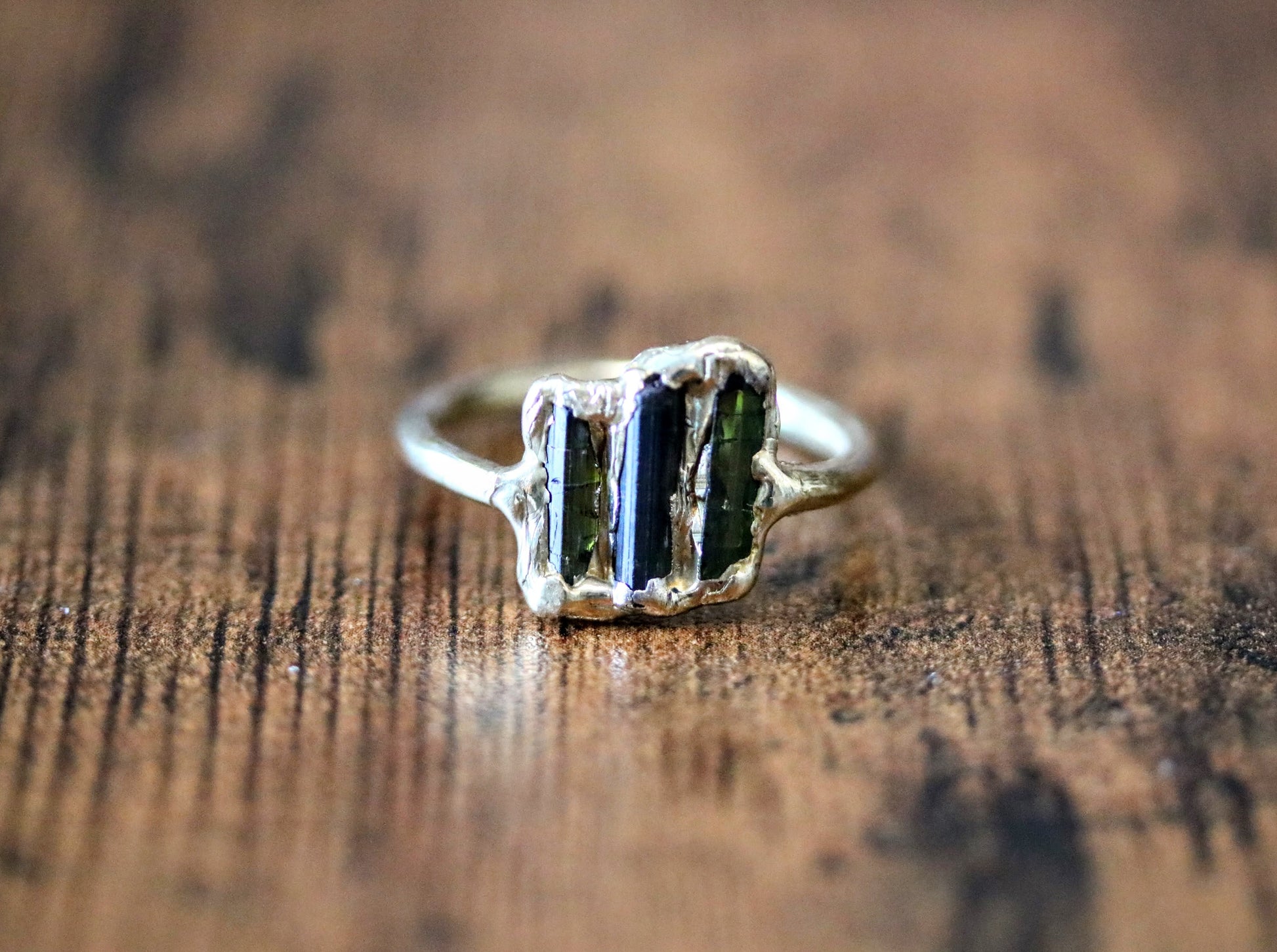 rough tourmaline statement ring