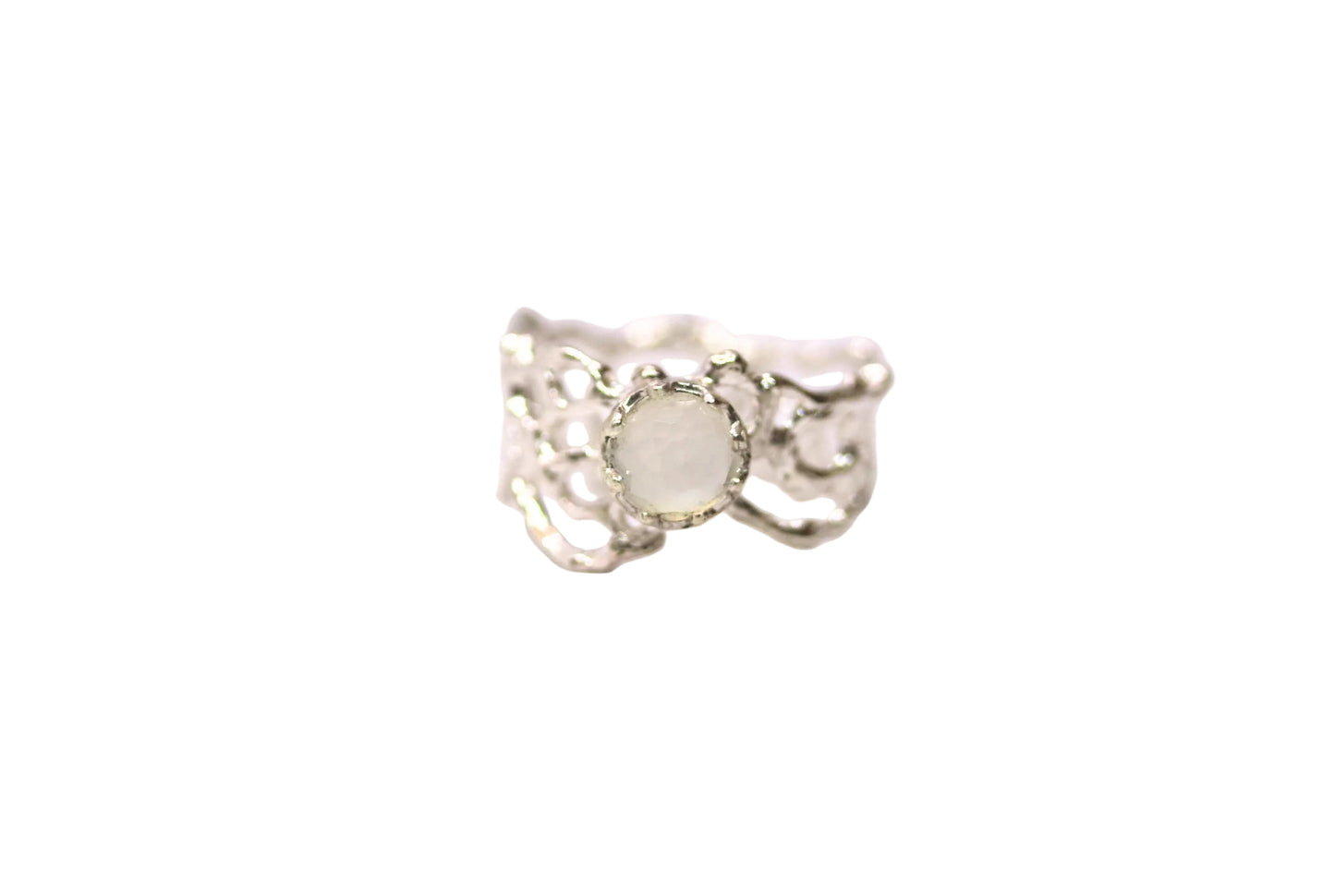 White Moonstone Komorebi Jukai Ring