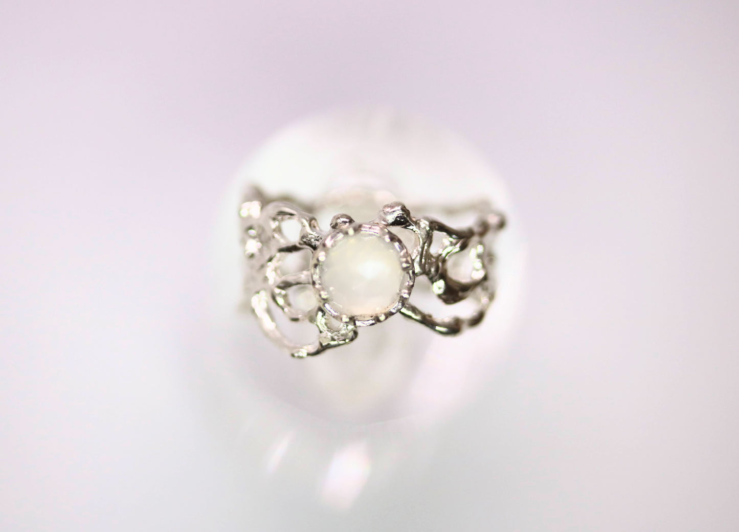 White Moonstone Komorebi Jukai Ring