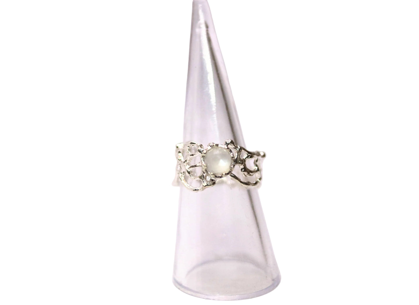 White Moonstone Komorebi Jukai Ring