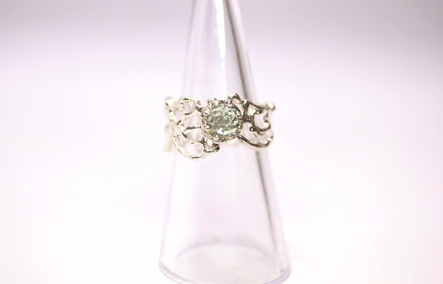 green amethyst silver ring
