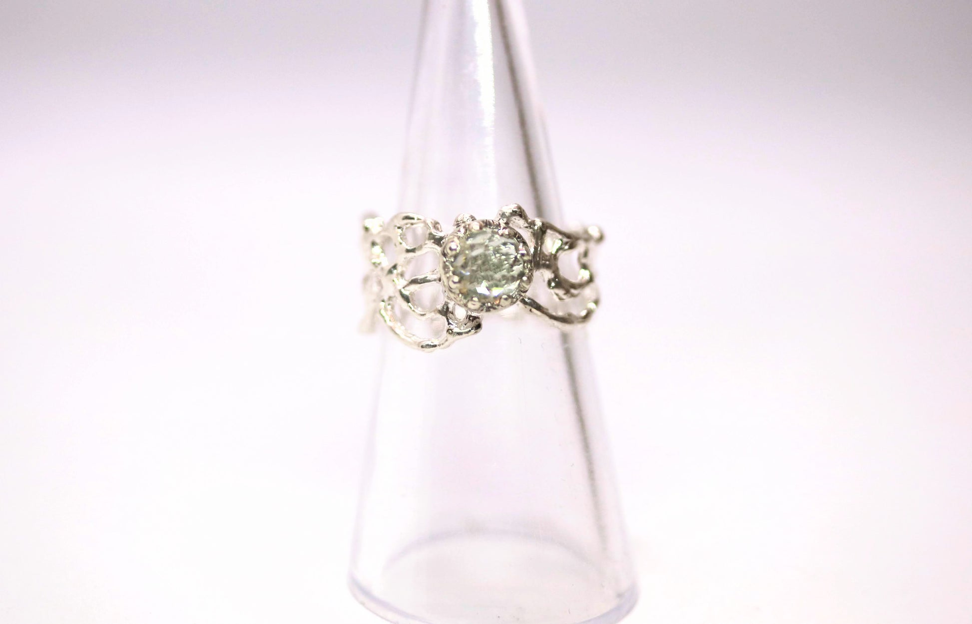 green amethyst silver ring
