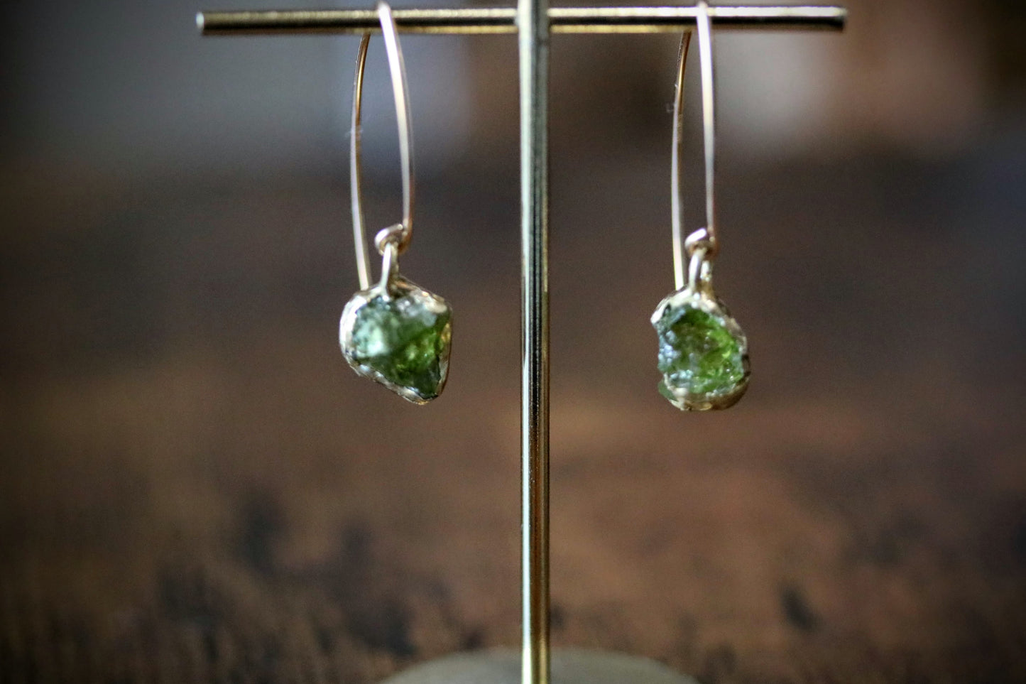 RAW PERIDOT HOOK EARRINGS