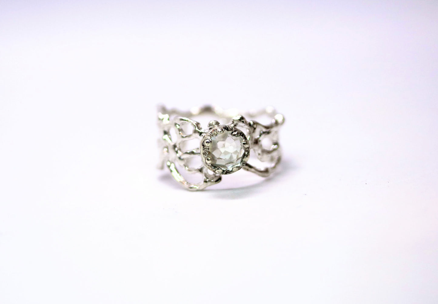 GREEN AMETHYST SILVER RING