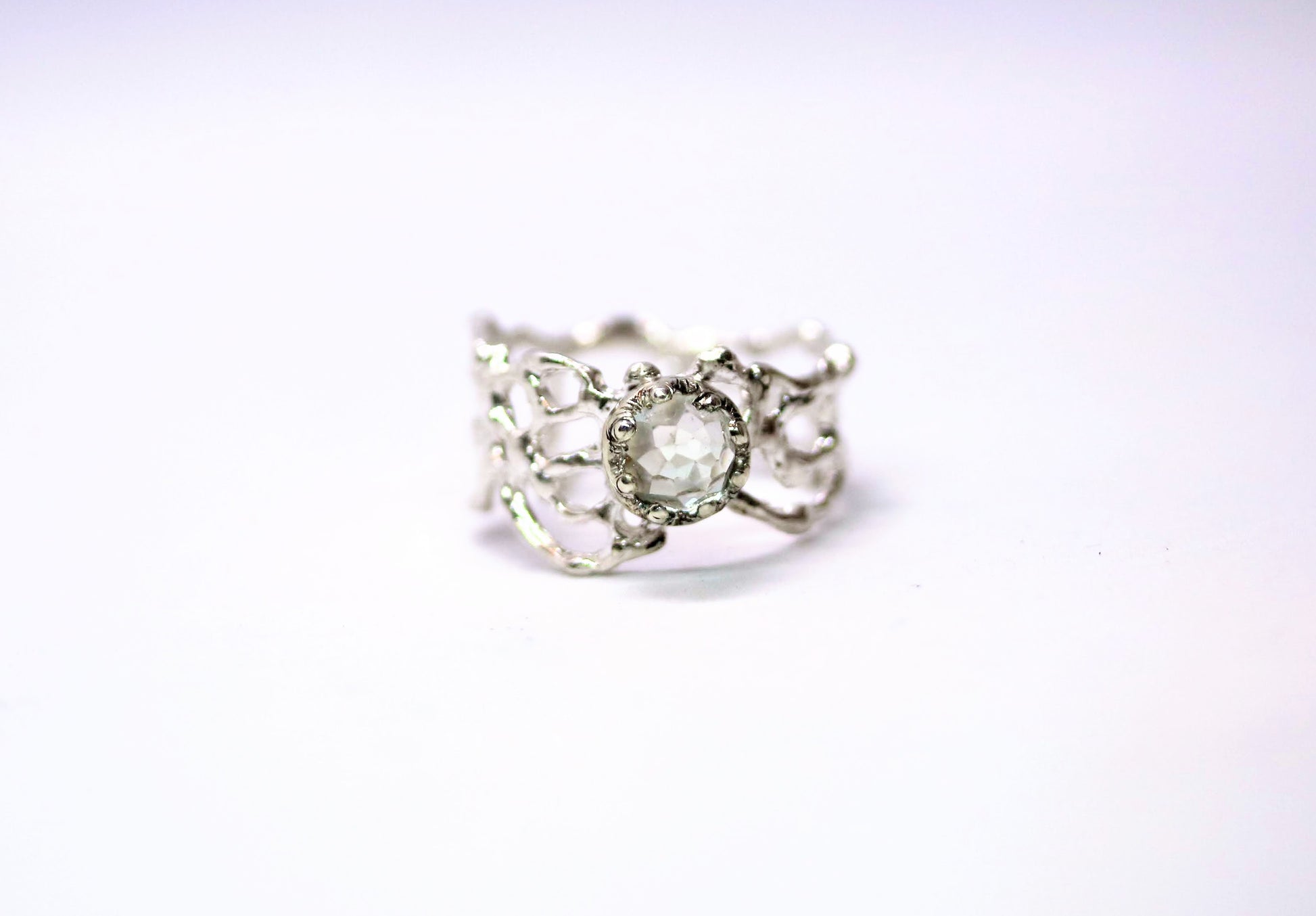 GREEN AMETHYST SILVER RING