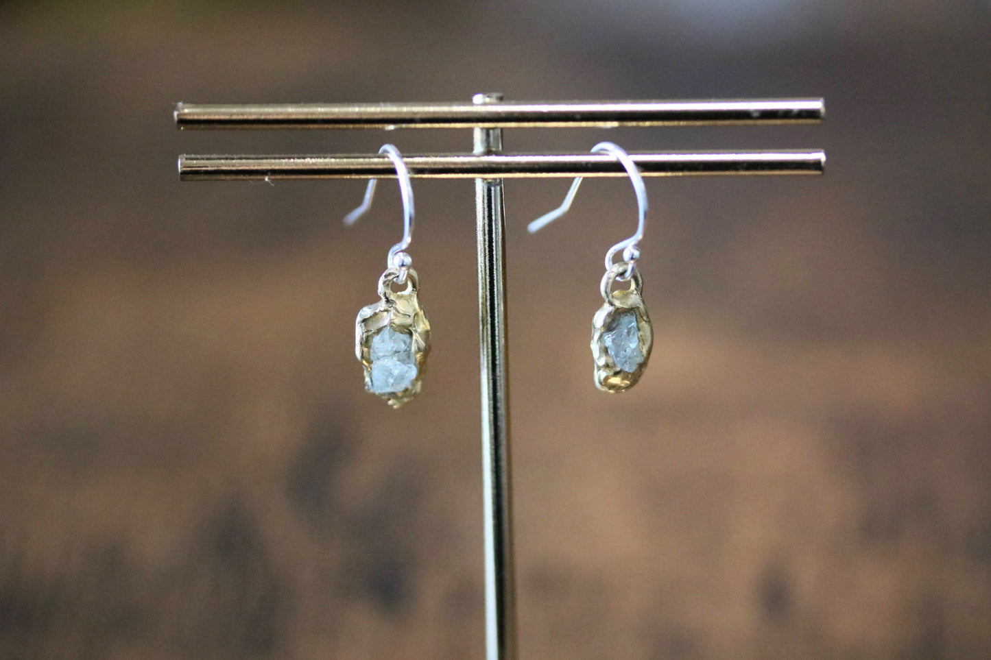 dangle raw sapphire earrings