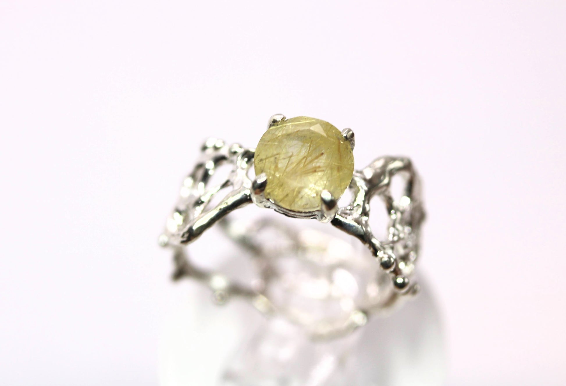 rutilated silver jukai ring