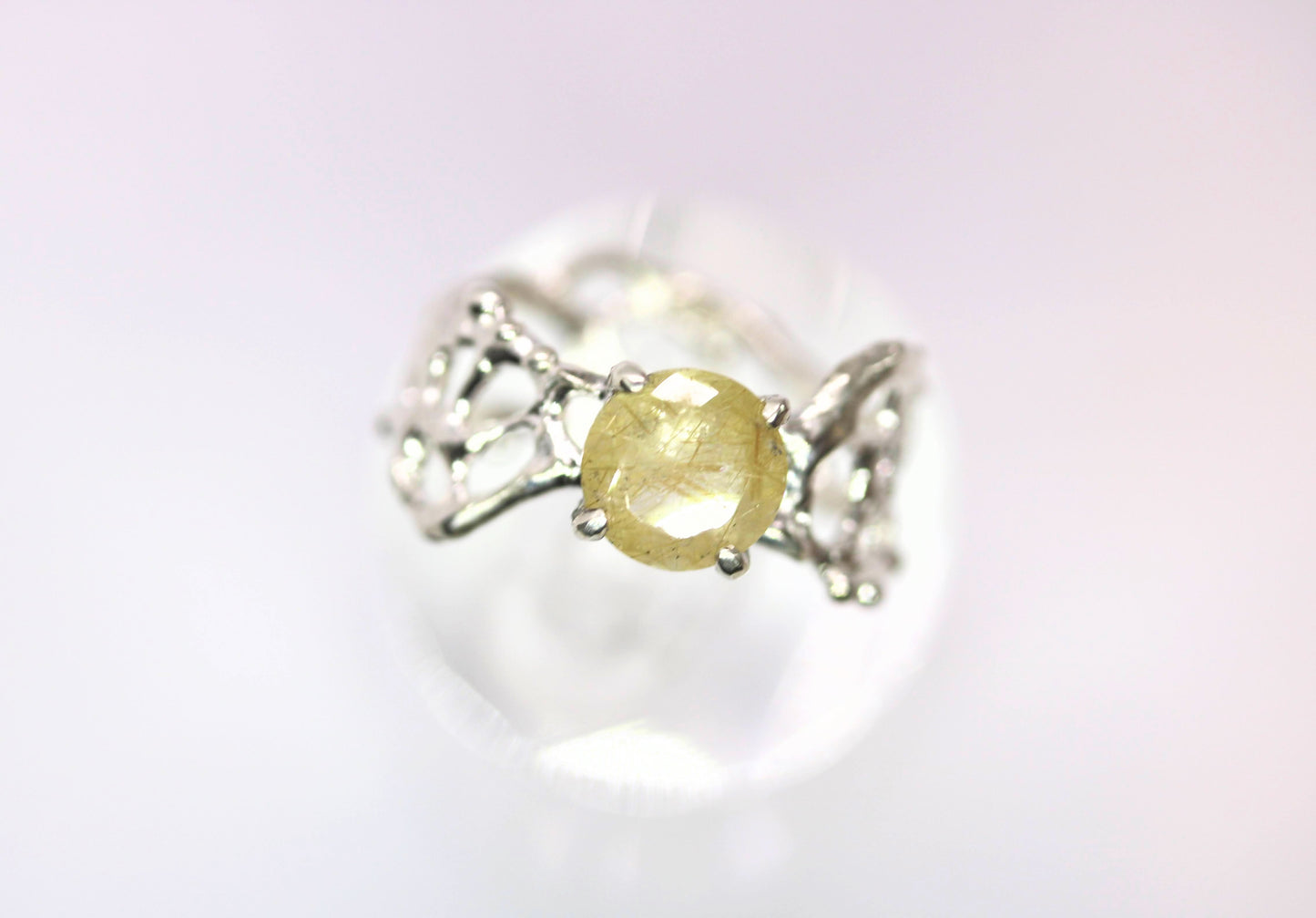 rutilated quartz silver ring