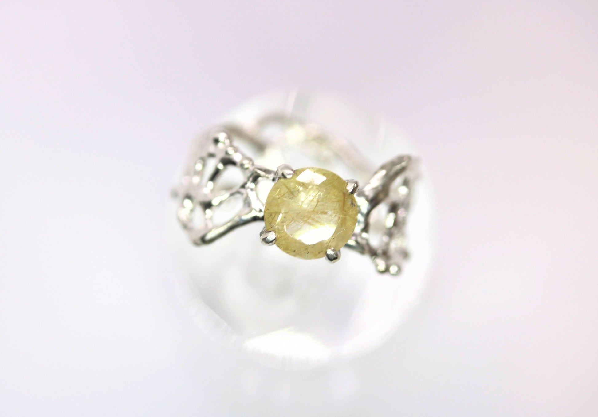 rutilated quartz silver ring