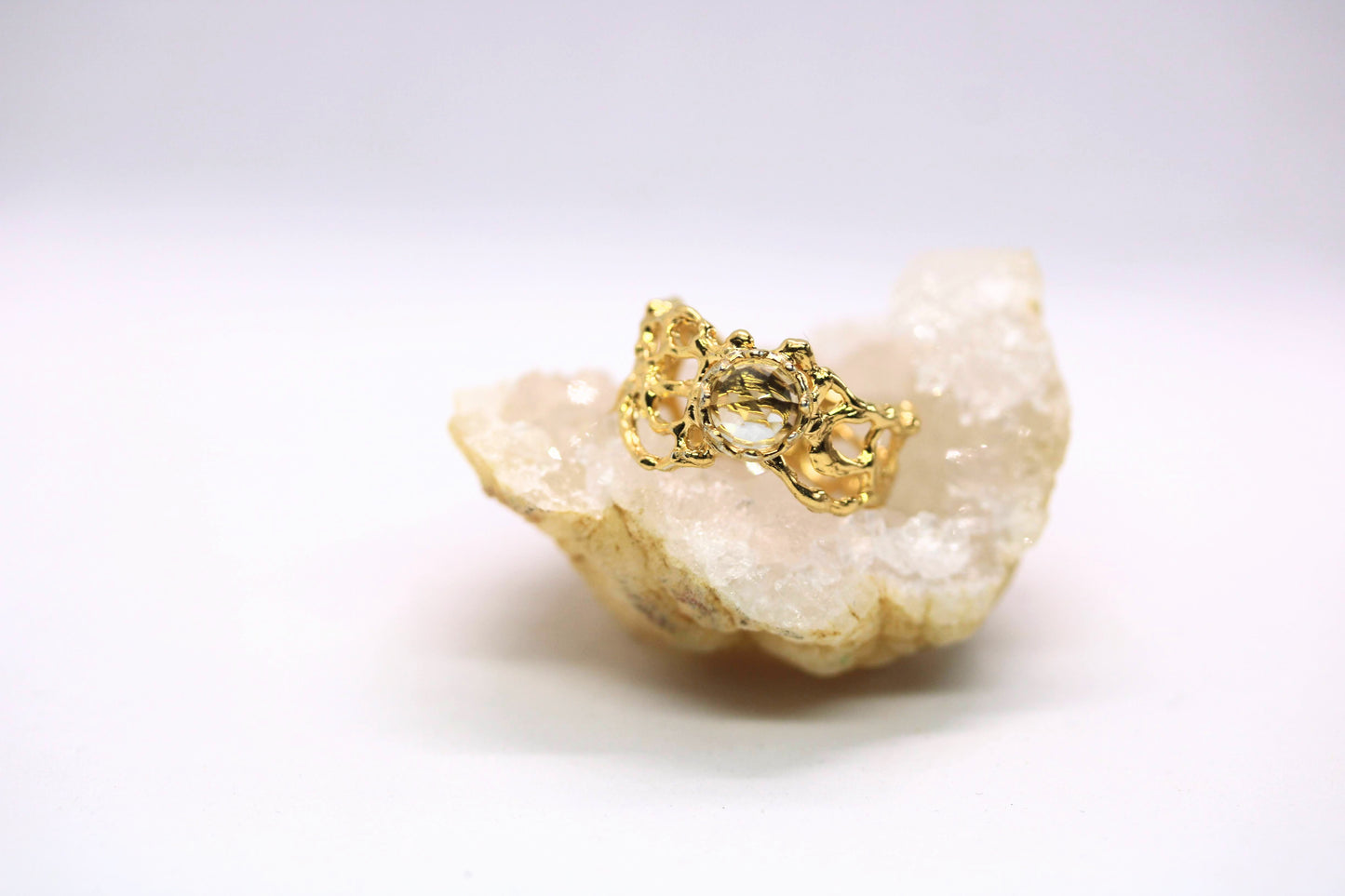 gold green amethyst statement ring
