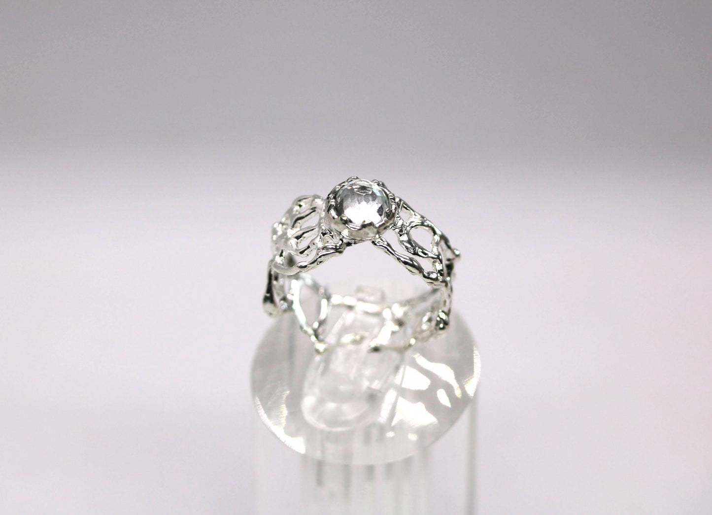 White Topaz Komorebi Jukai Ring