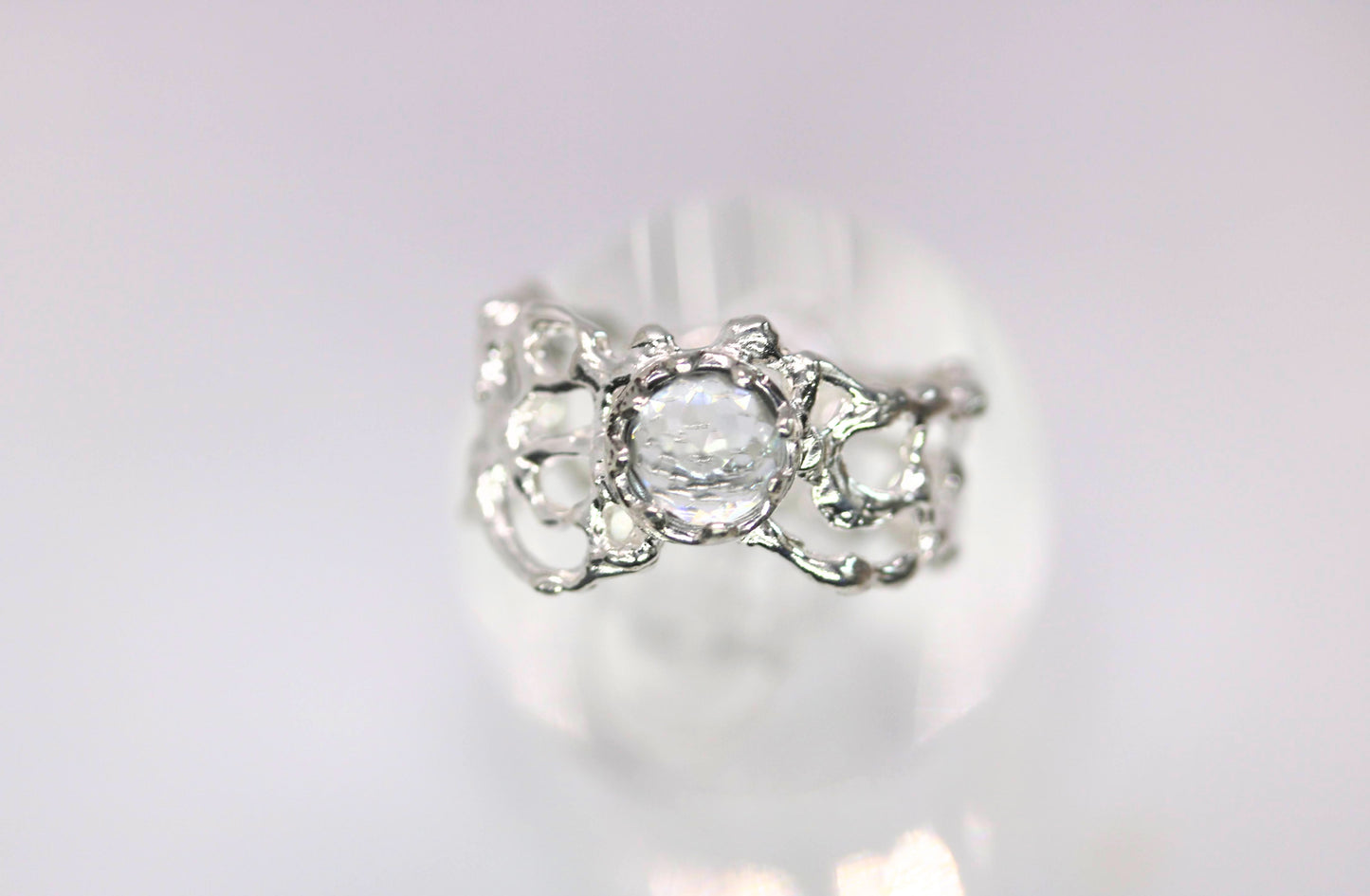 White Topaz Komorebi Jukai Ring