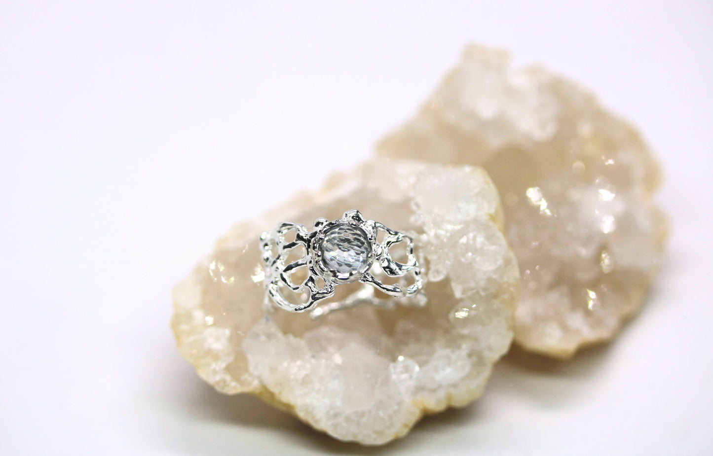 White Topaz Komorebi Jukai Ring