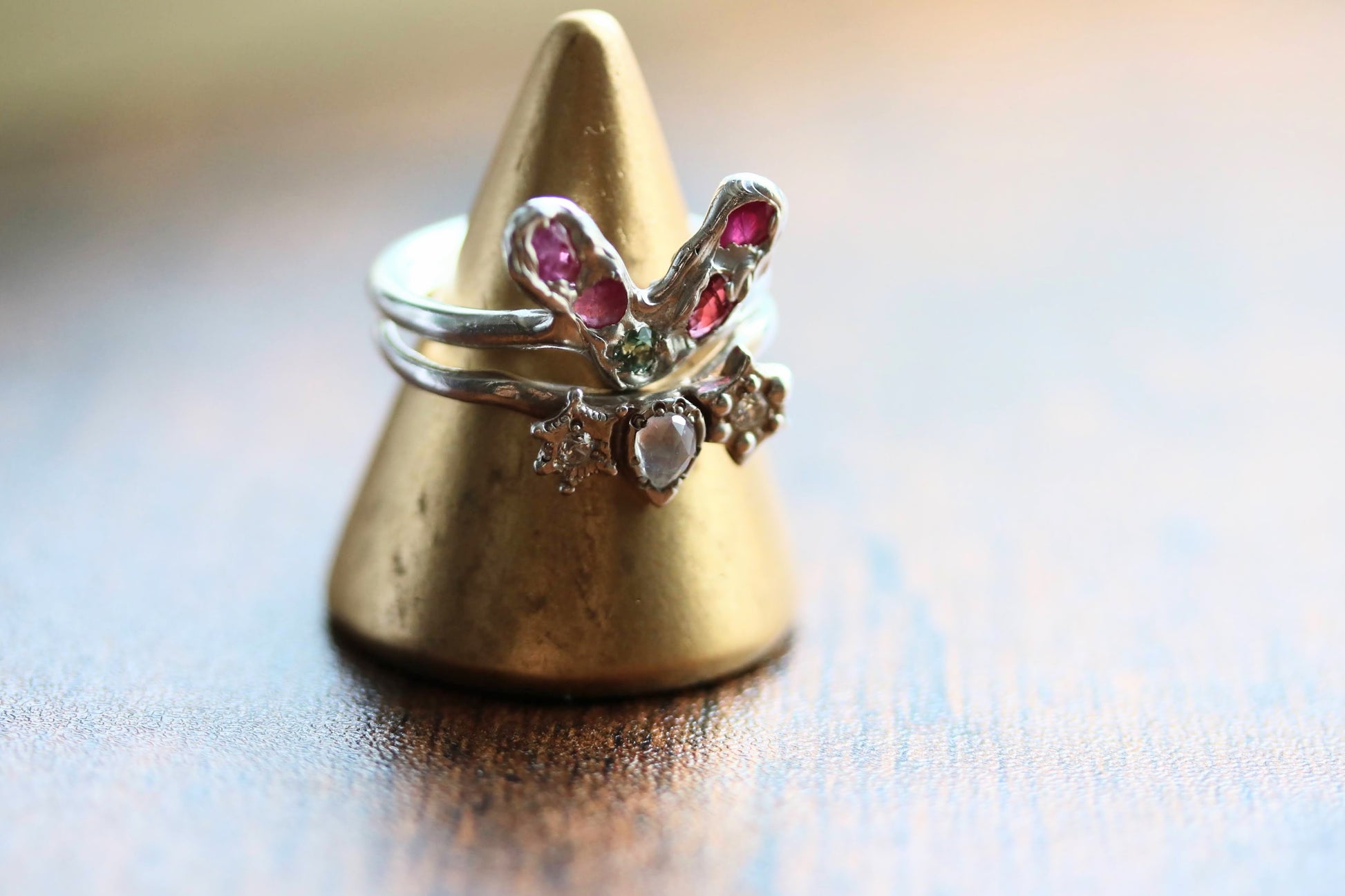 stackable ruby and sapphire ring