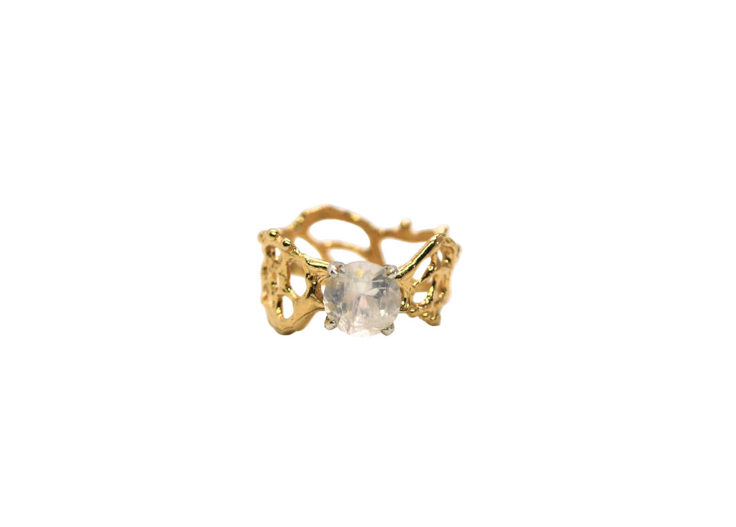 rainbow moonstone gold statement ring
