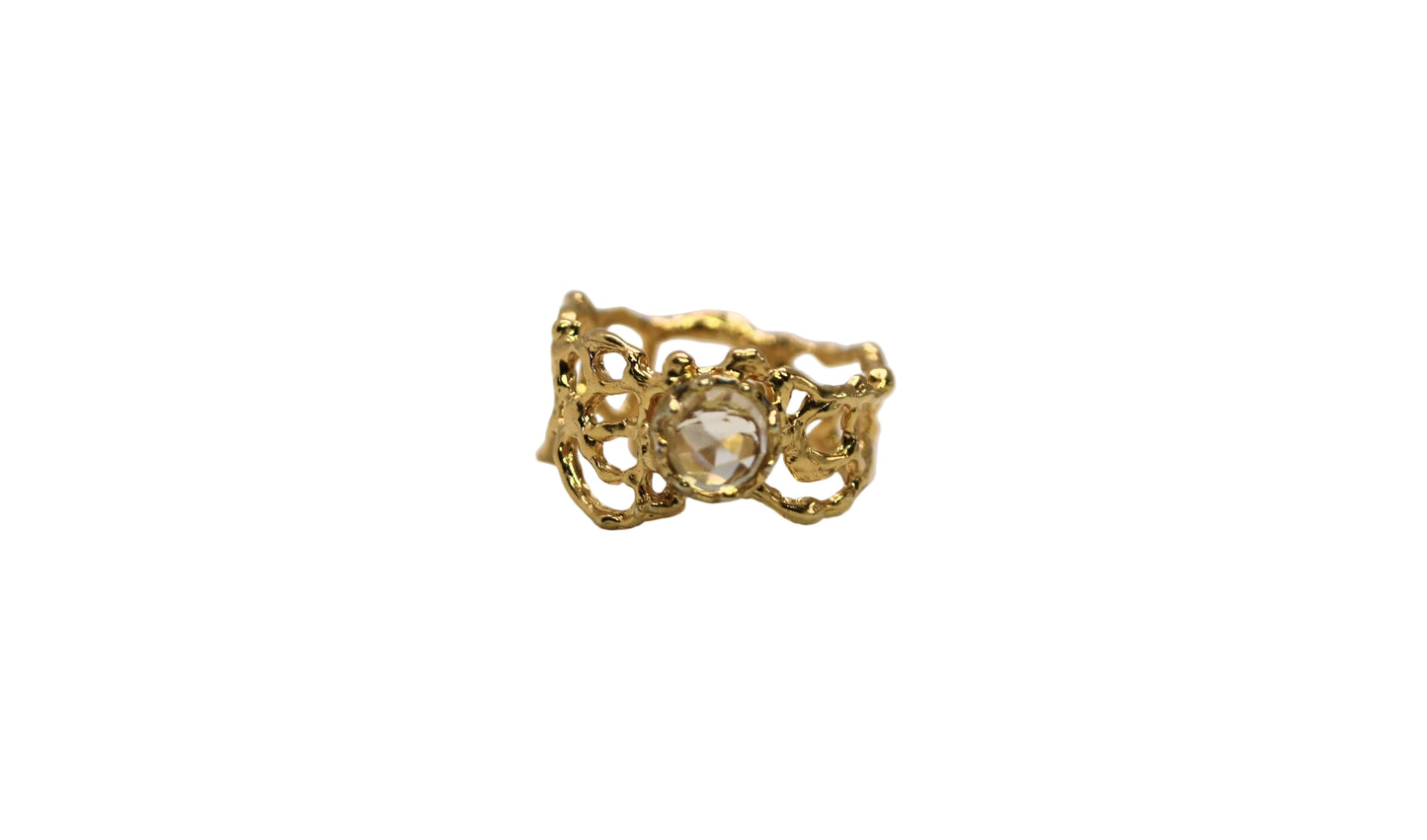 gold green amethyst statement ring