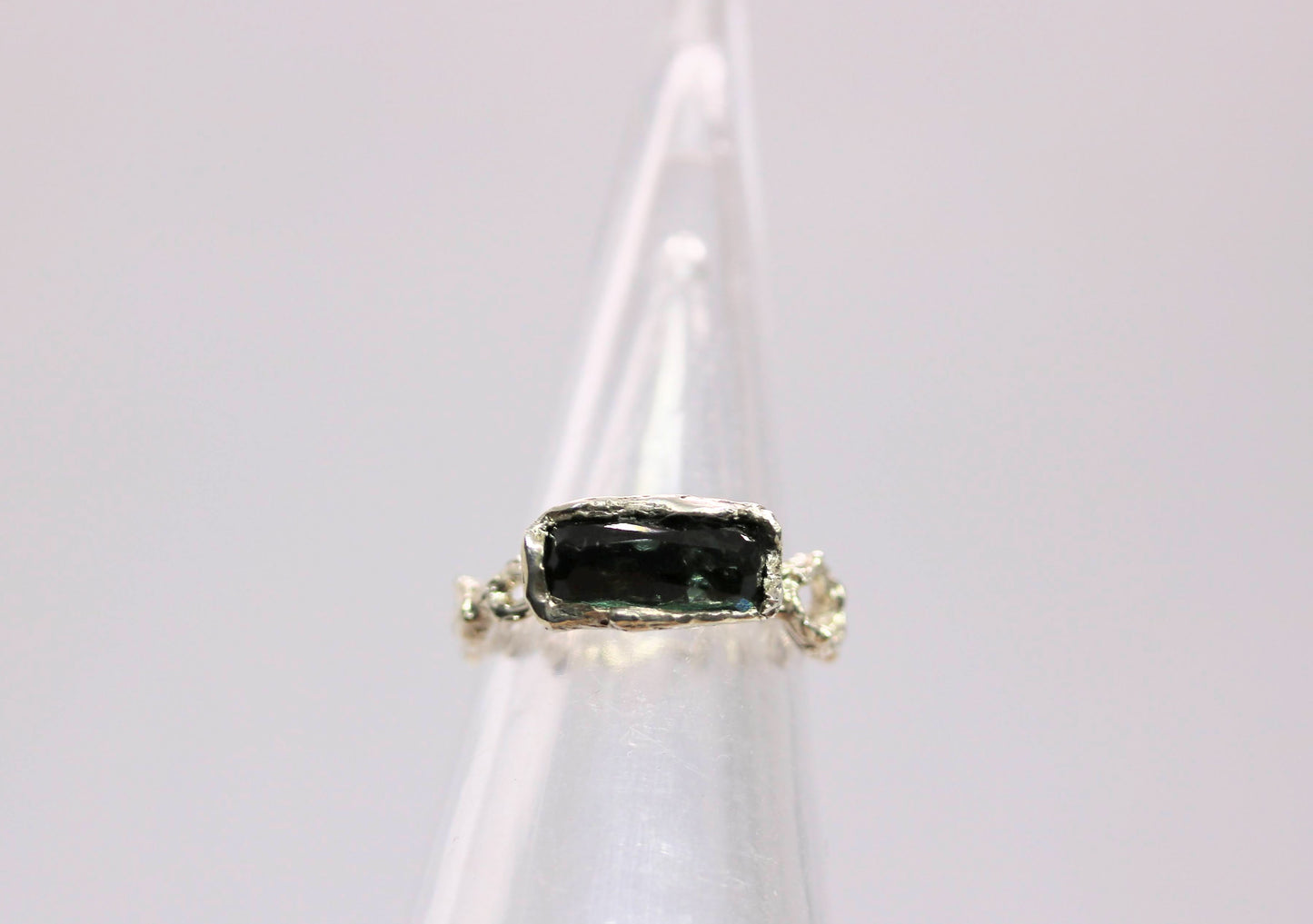 green tourmaline silver ring