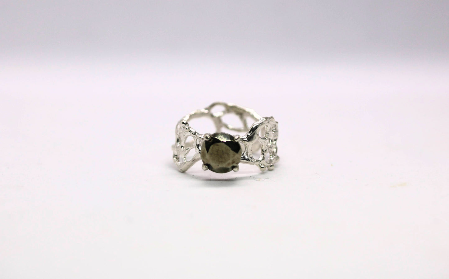 pyrite silver statement ring