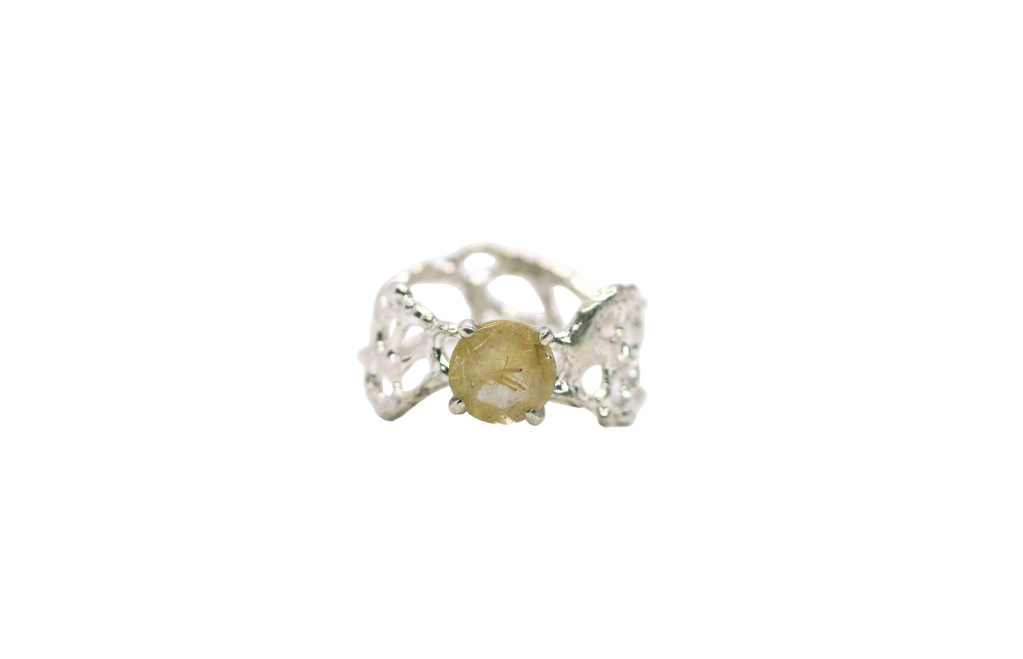 rutilated quartz silver ring
