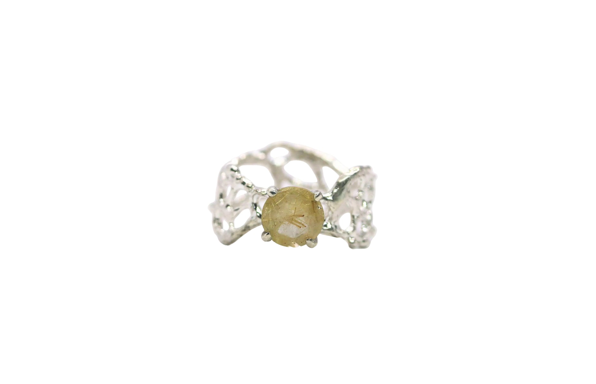 rutilated quartz silver ring