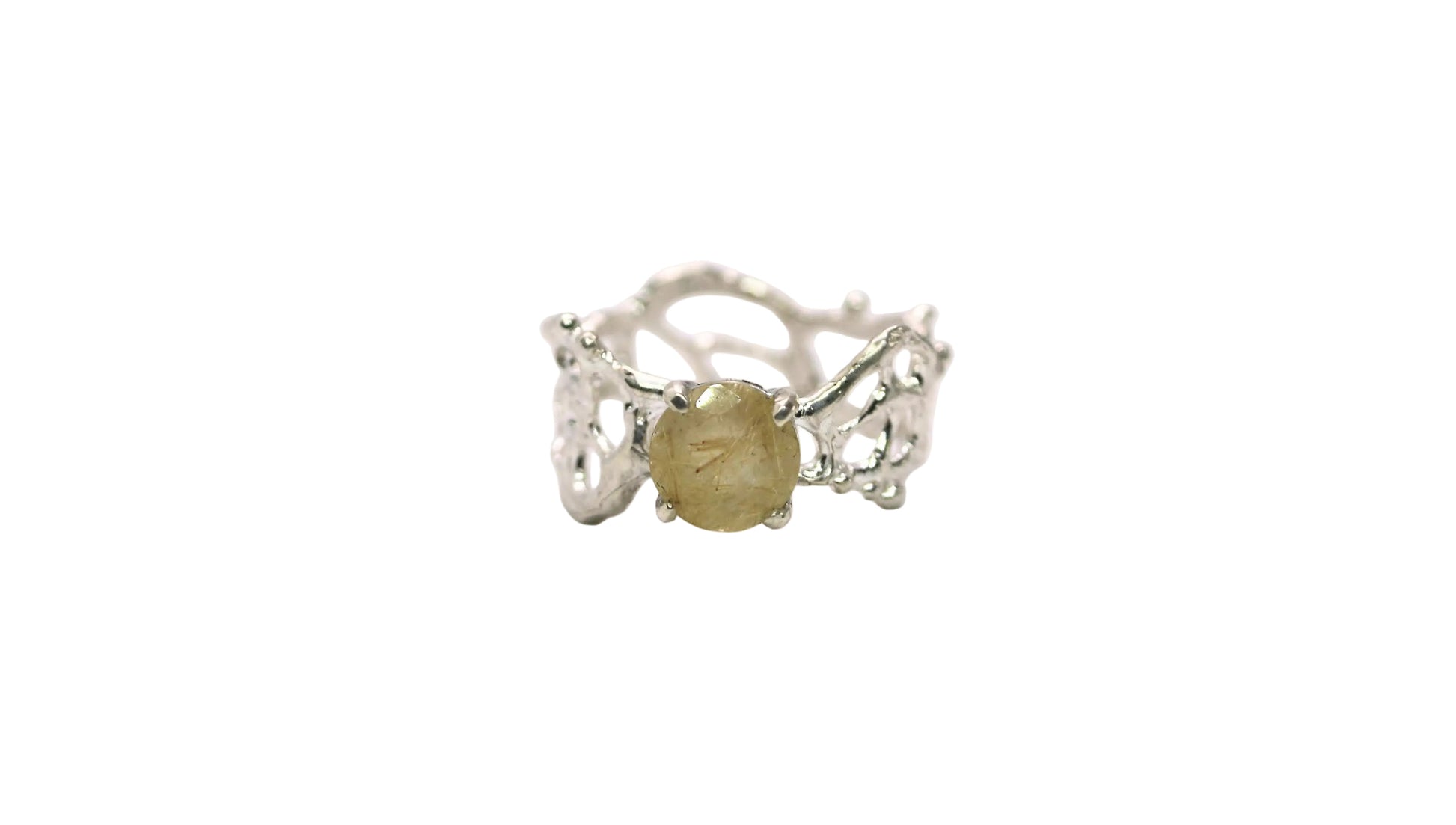 rutilated quartz silver ring