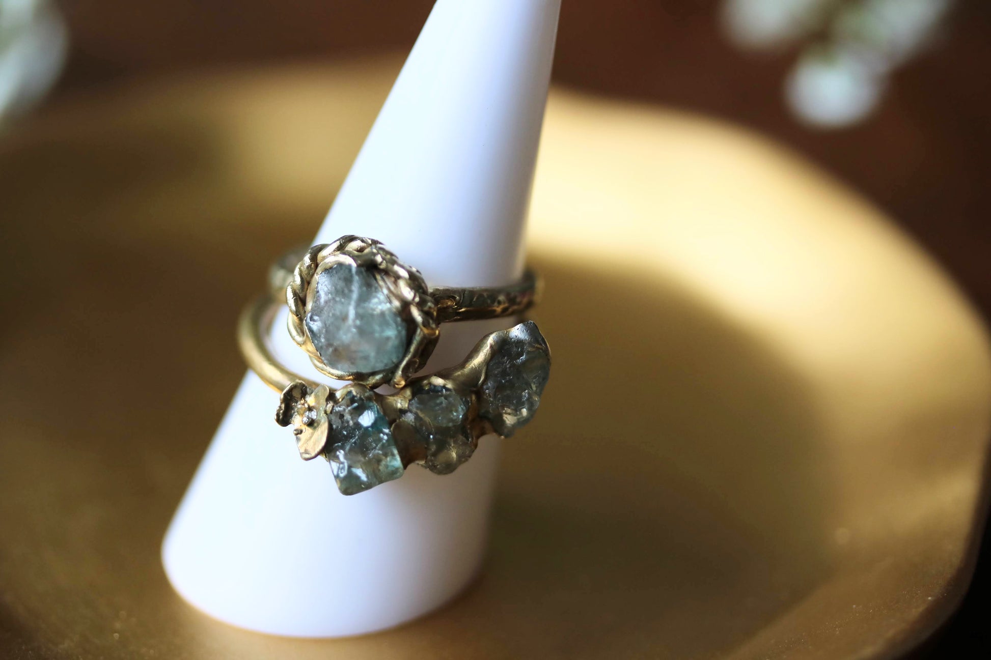 aquamarine brass ring