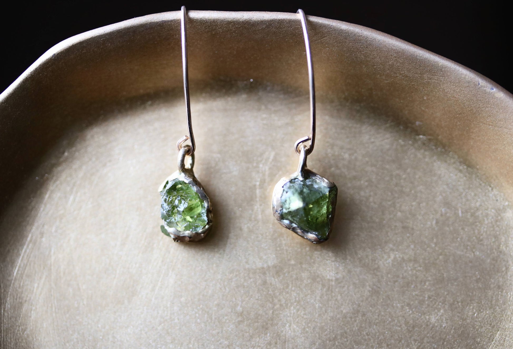 RAW PERIDOT EARRINGS