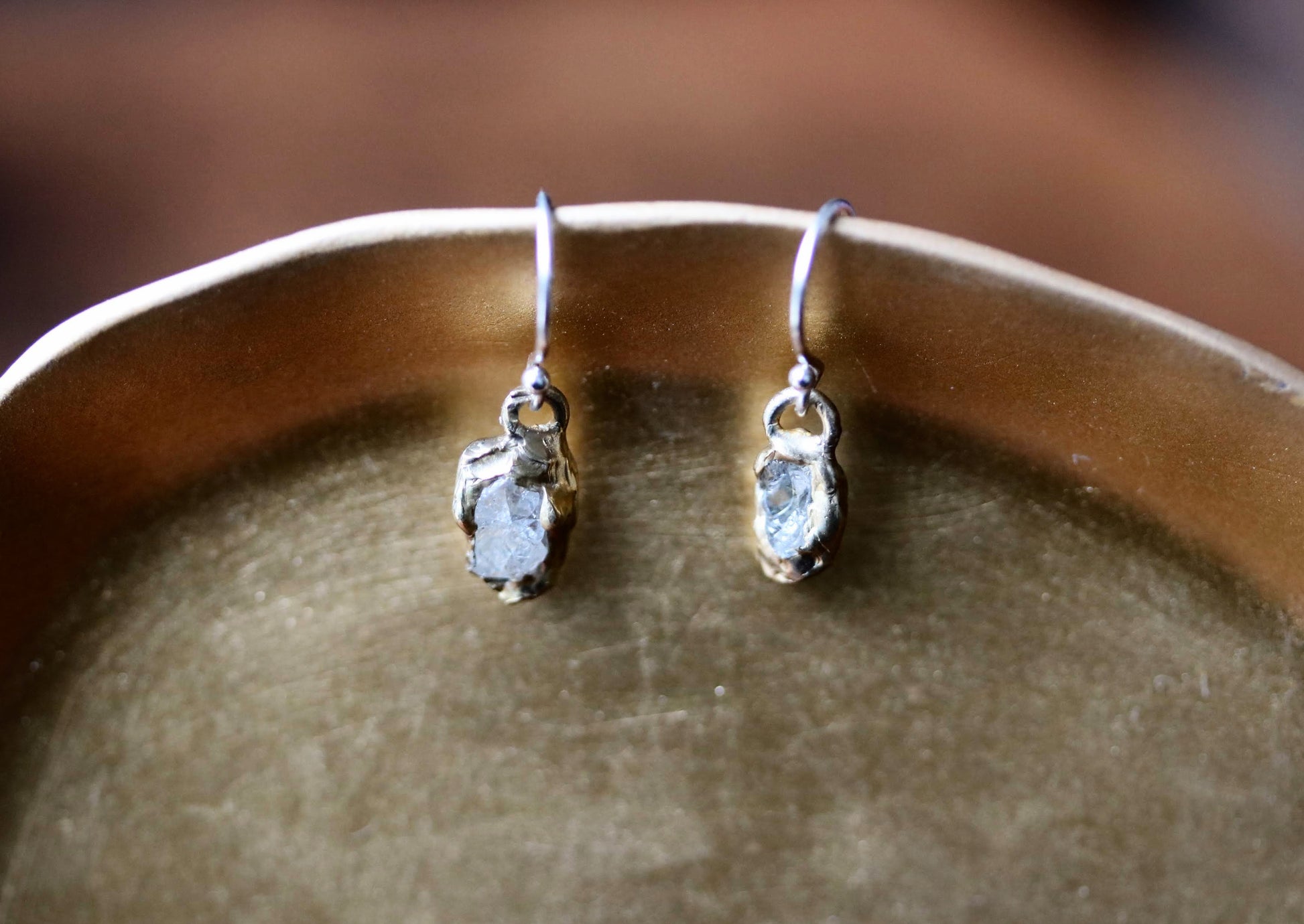 raw sapphire dangle earrings