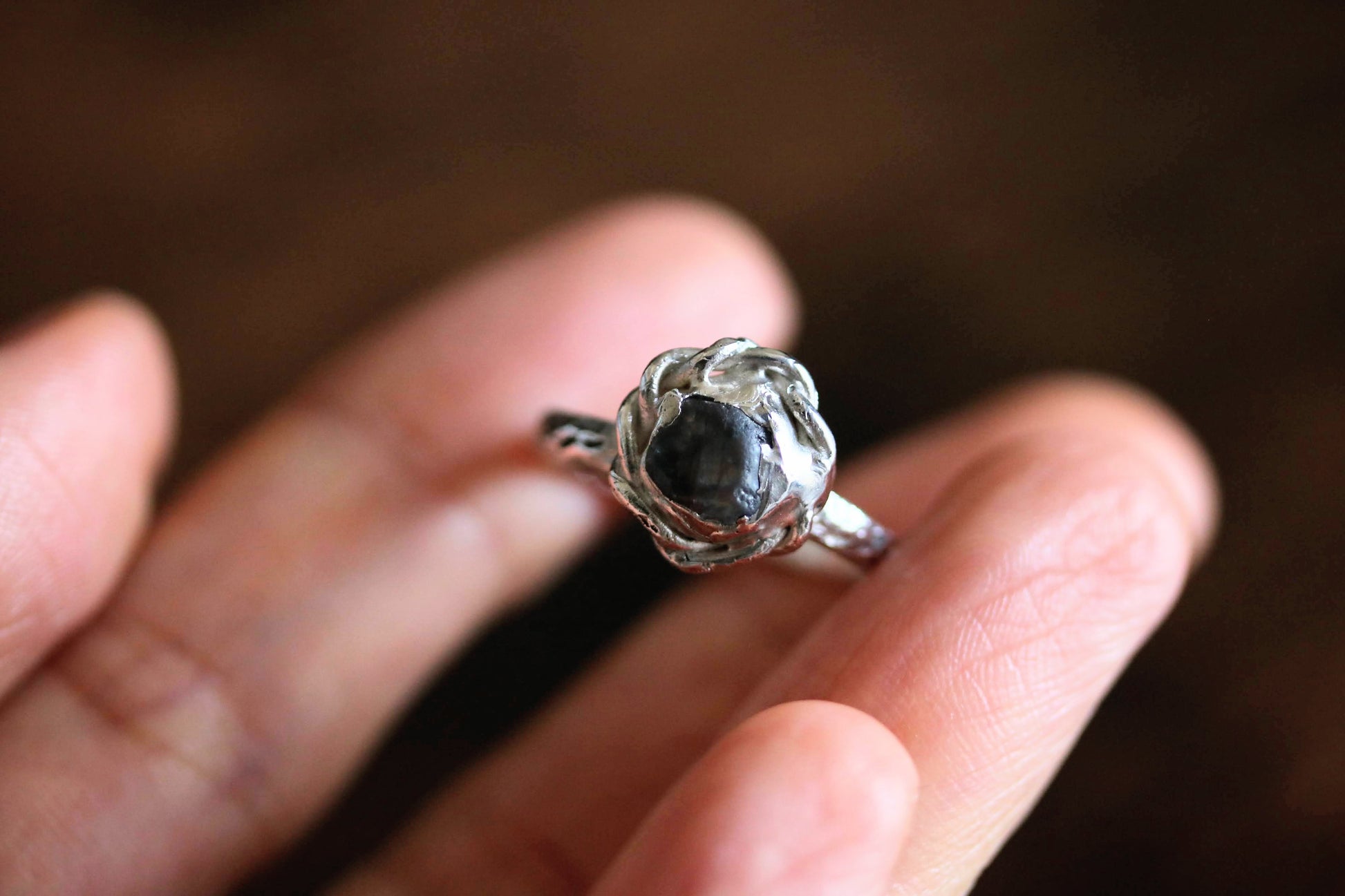 blue zircon silver ring