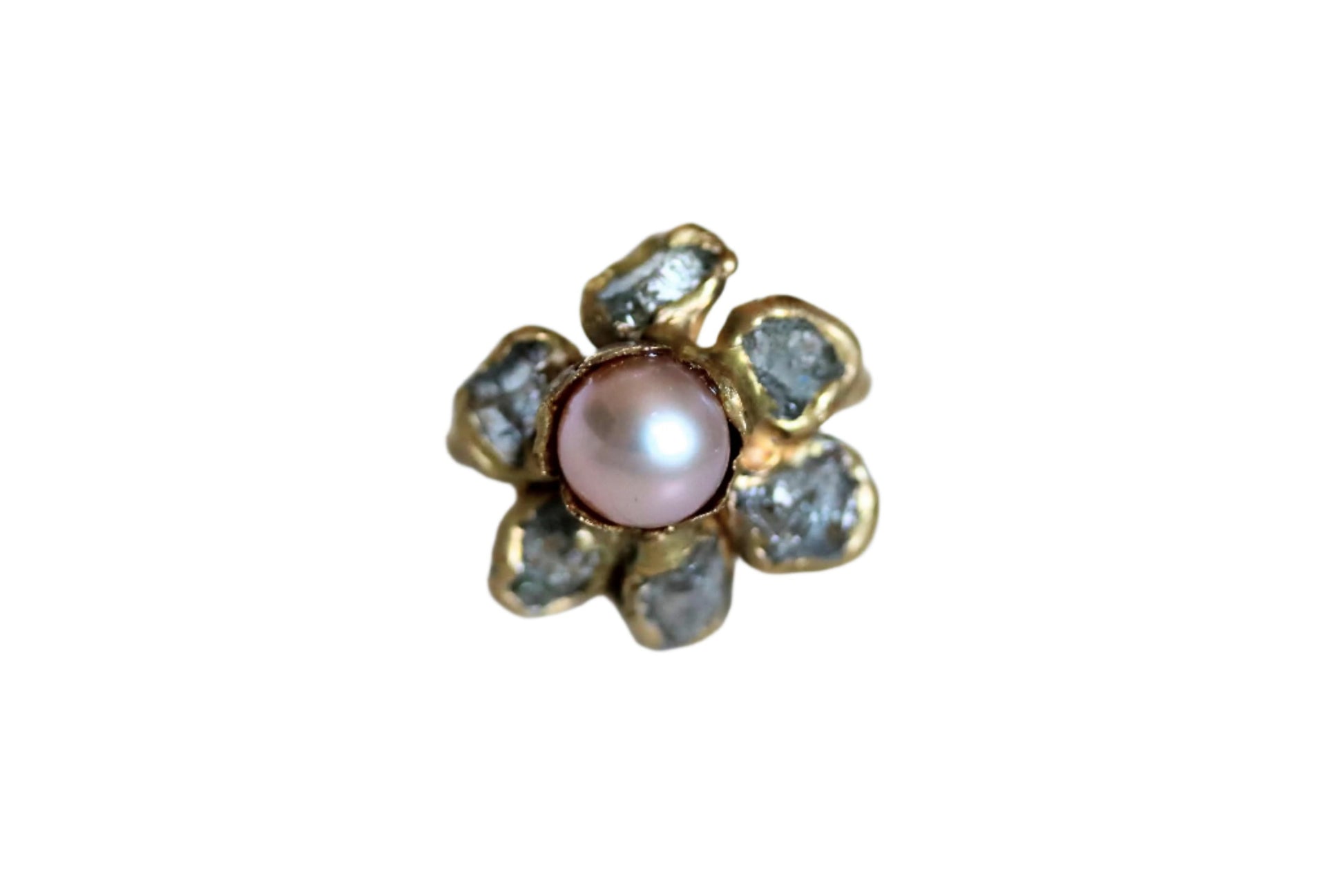 pink pearl sapphire flower ring