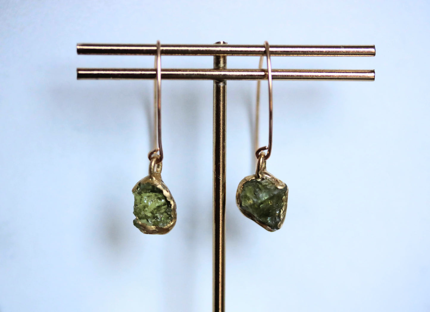 rough peridot earrings