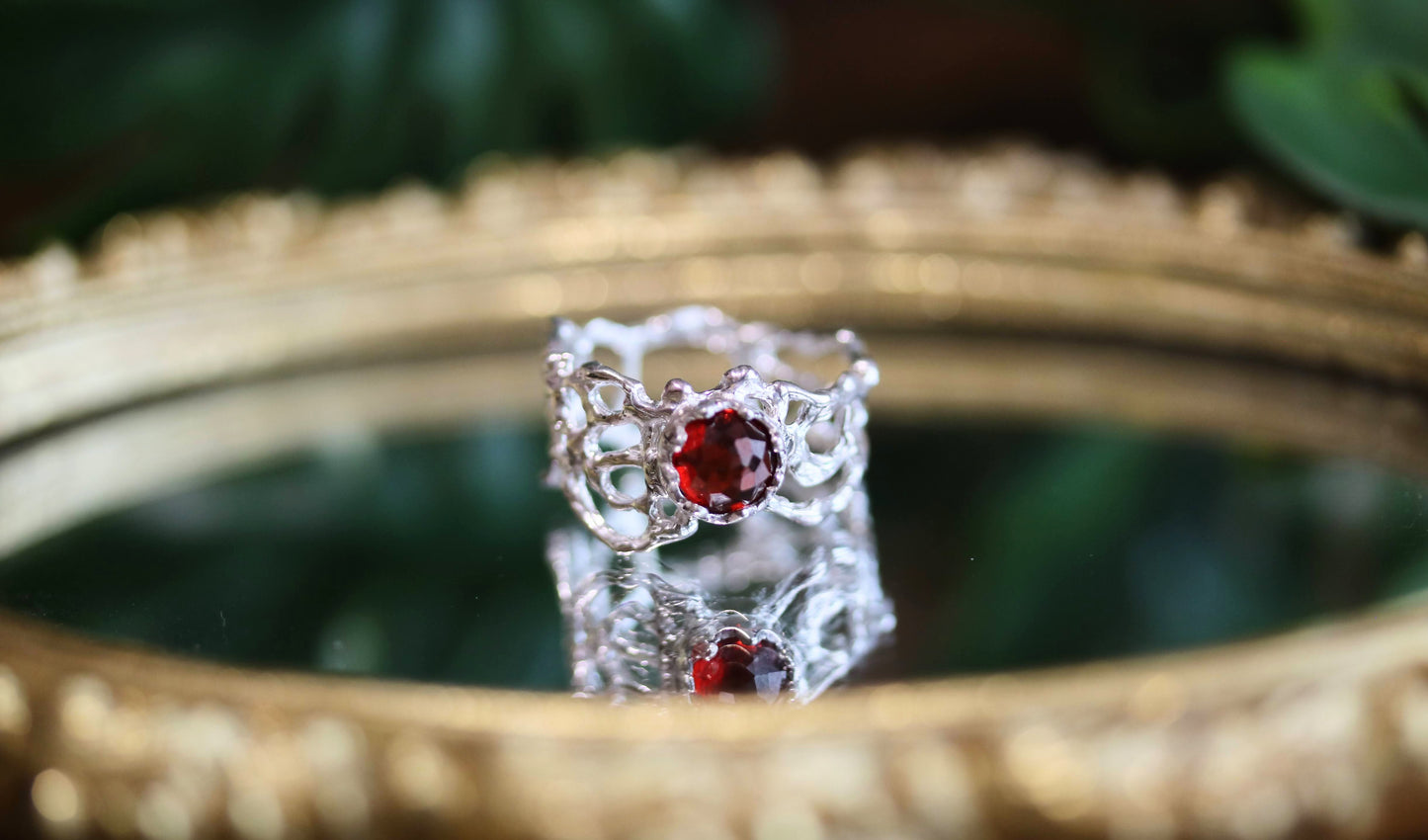 almandine silver ring