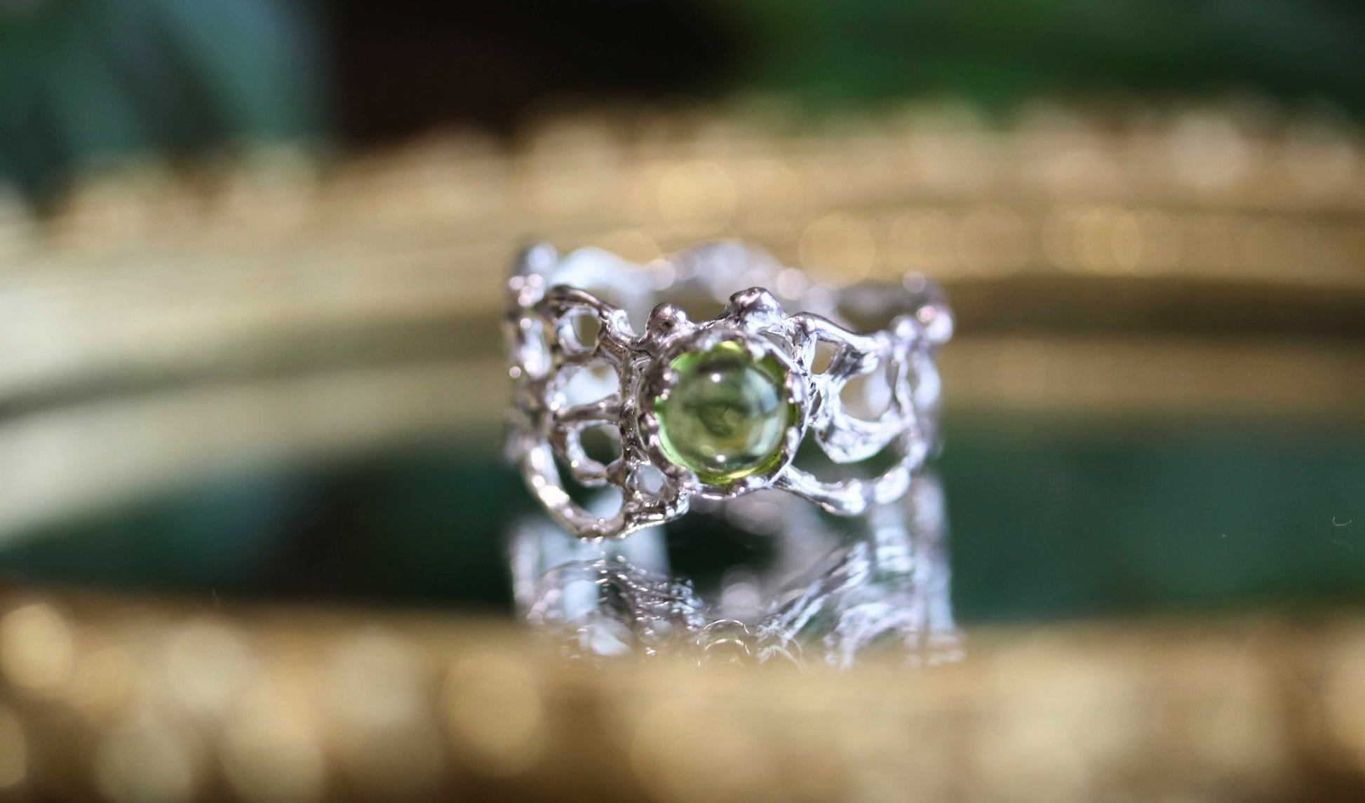 statement ring with peridot, august birth stone