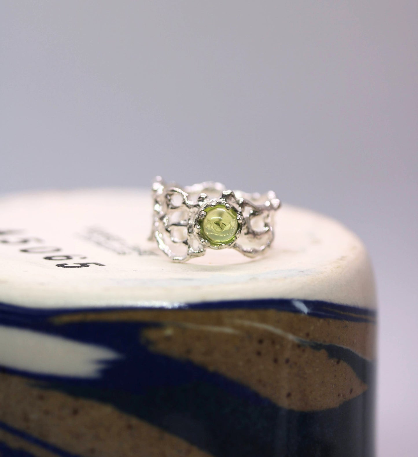 peridot statement silver ring