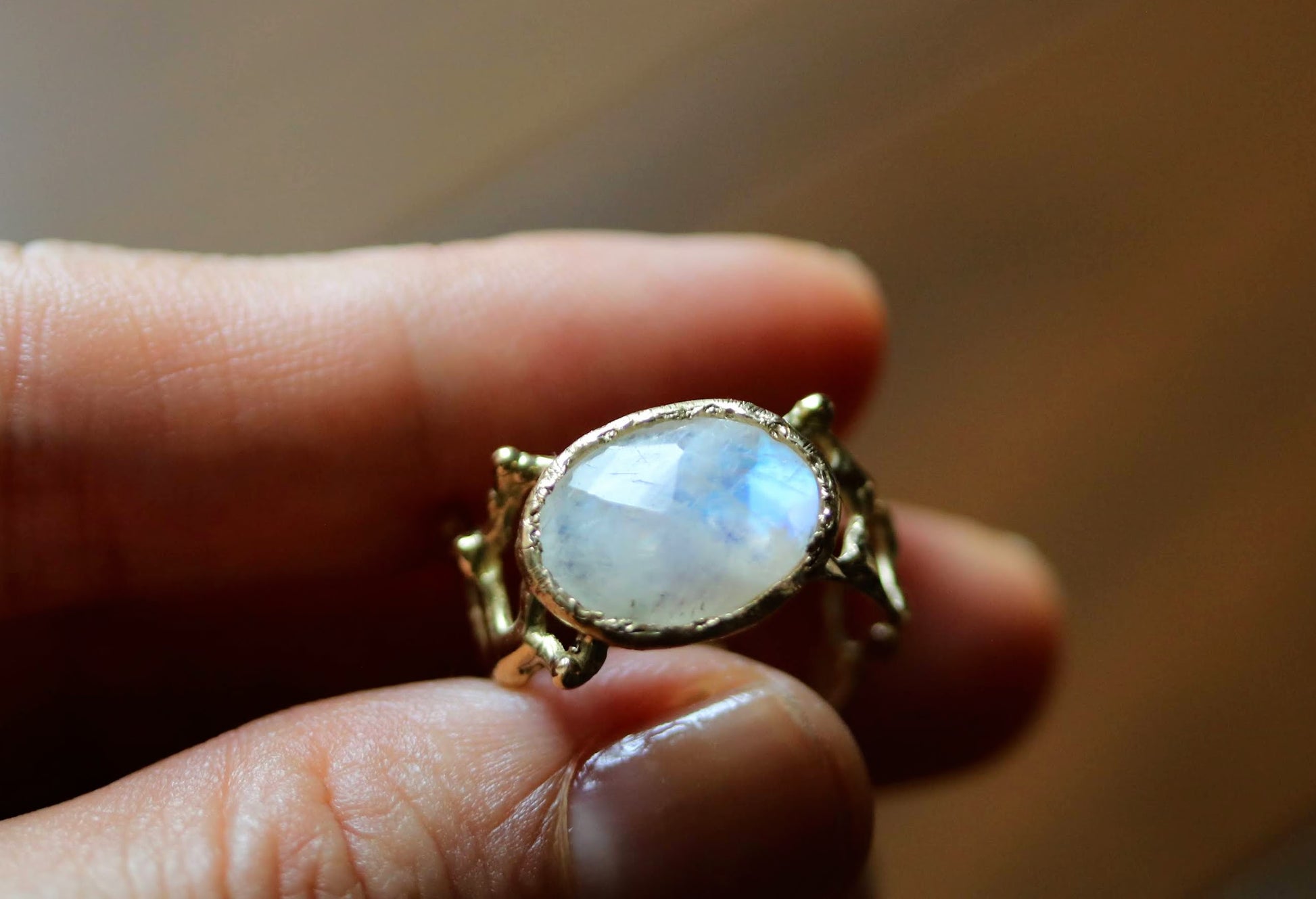 oval moonstone custom gold ring