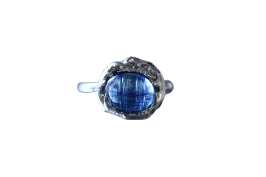 silver kyanite ring