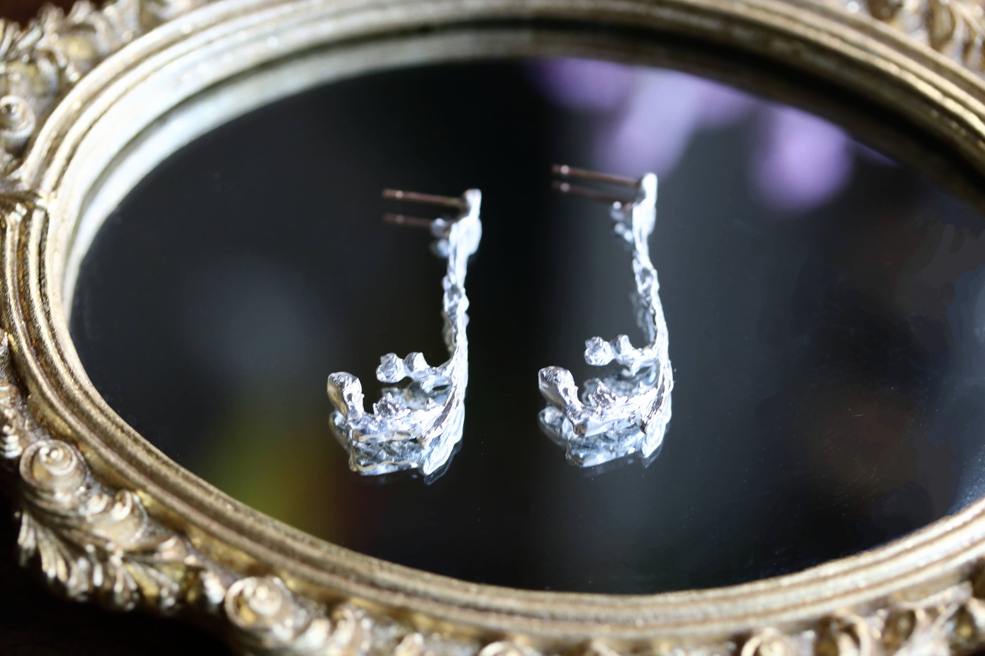 silver tree branch earrings