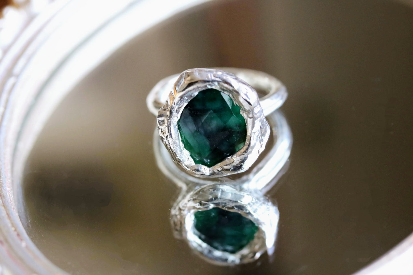 large columbian emerald set in silver