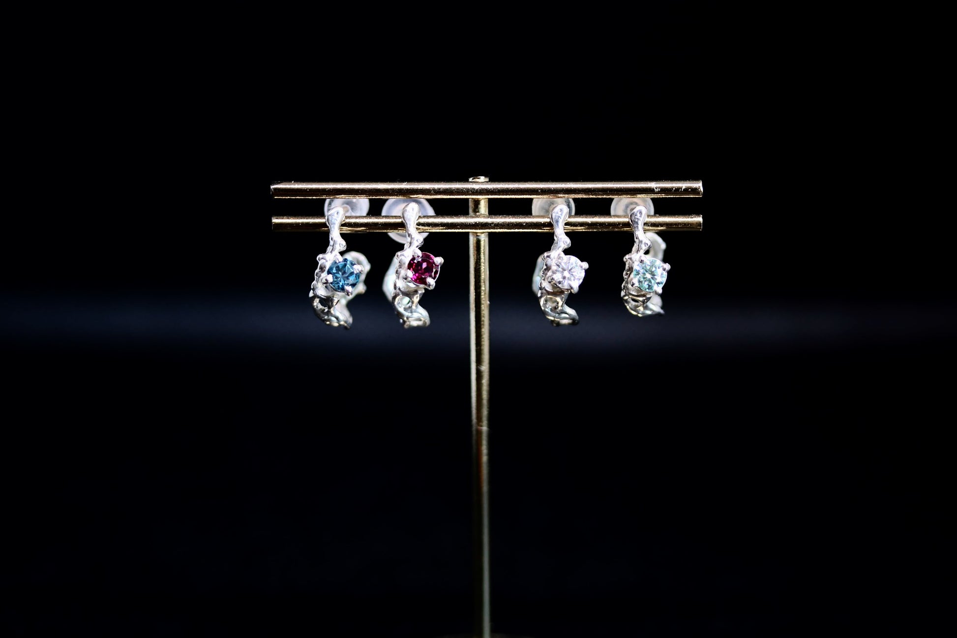 silver with brilliant cut stone earrings