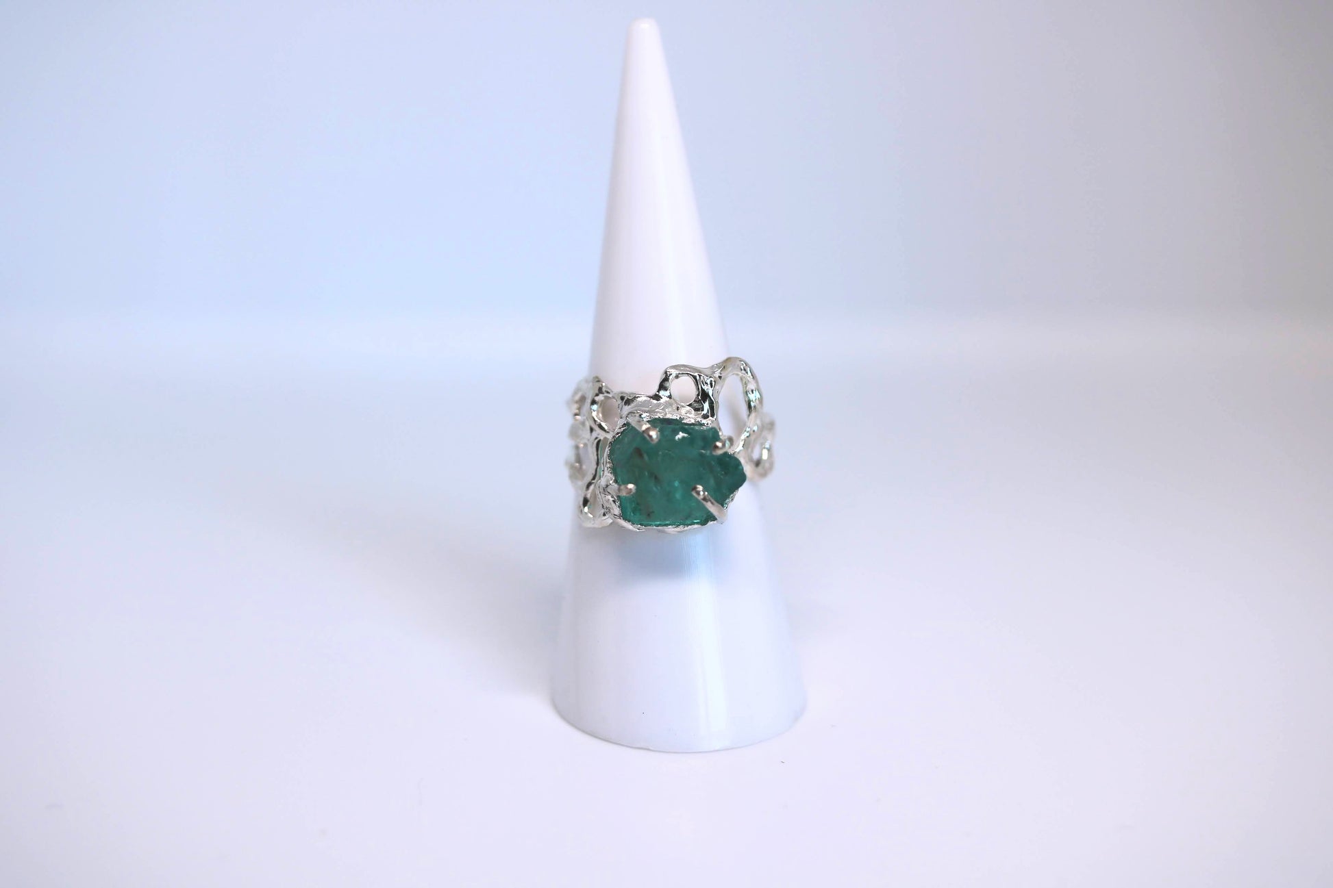 raw emerald apatite ring