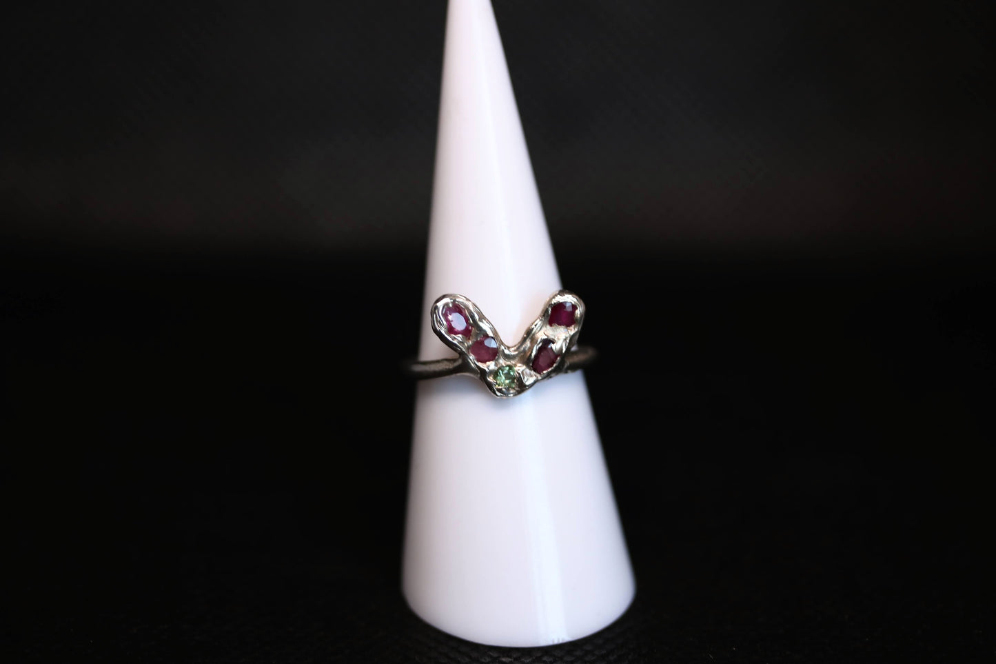 unique ruby and sapphire silver ring
