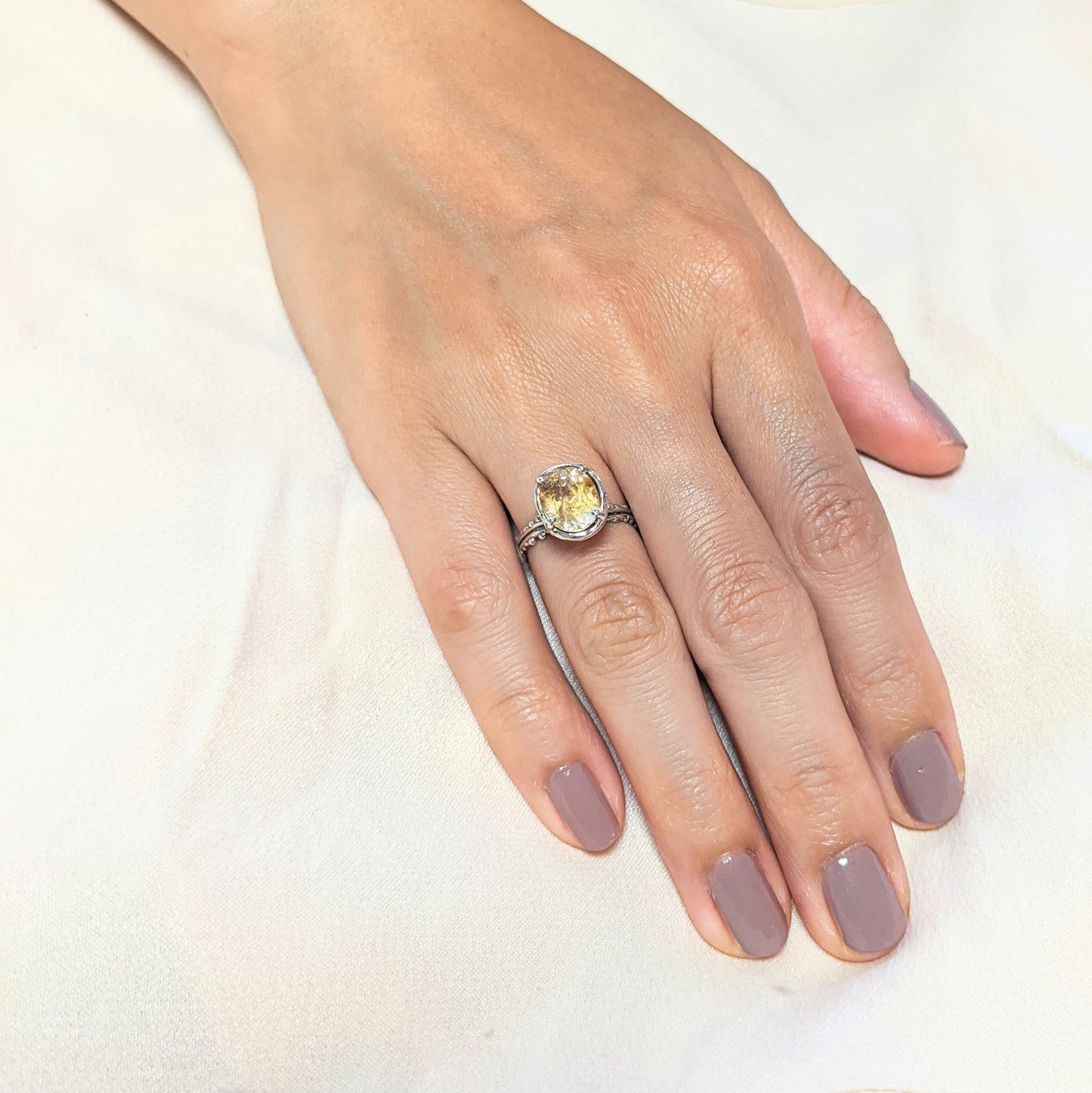 Citrine Silver Solitaire Ring