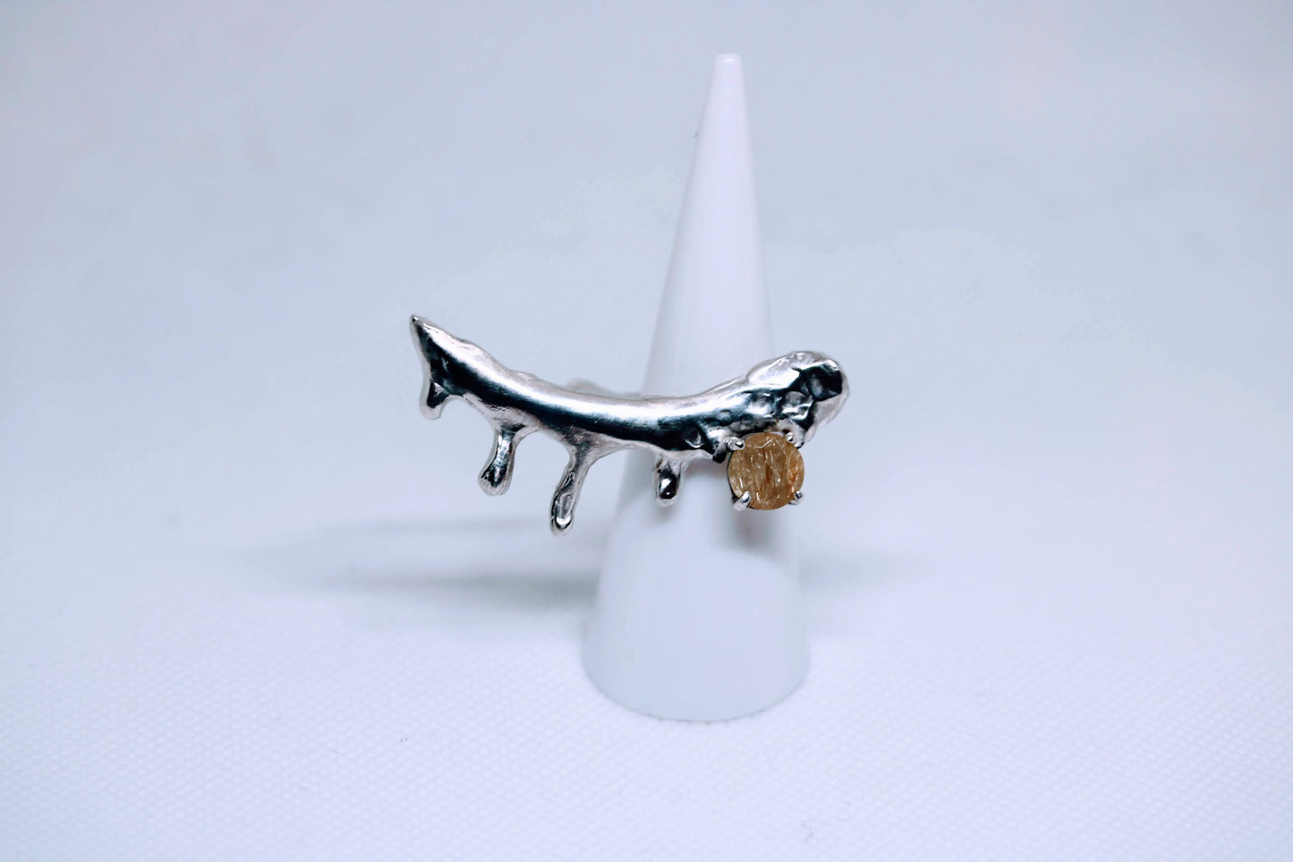 statement ring with rutile quartz