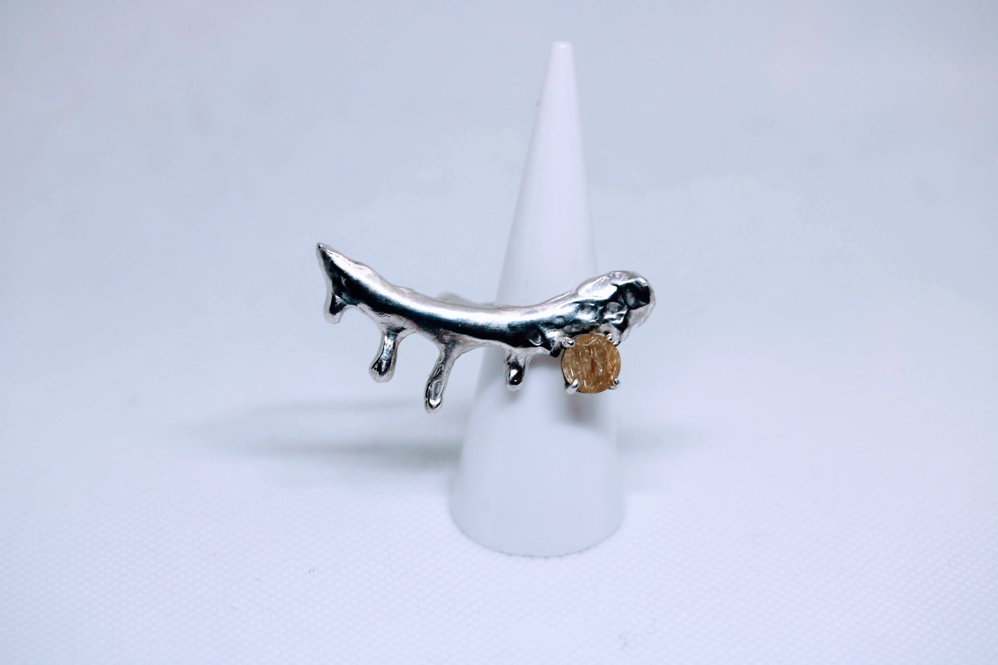statement ring with rutile quartz