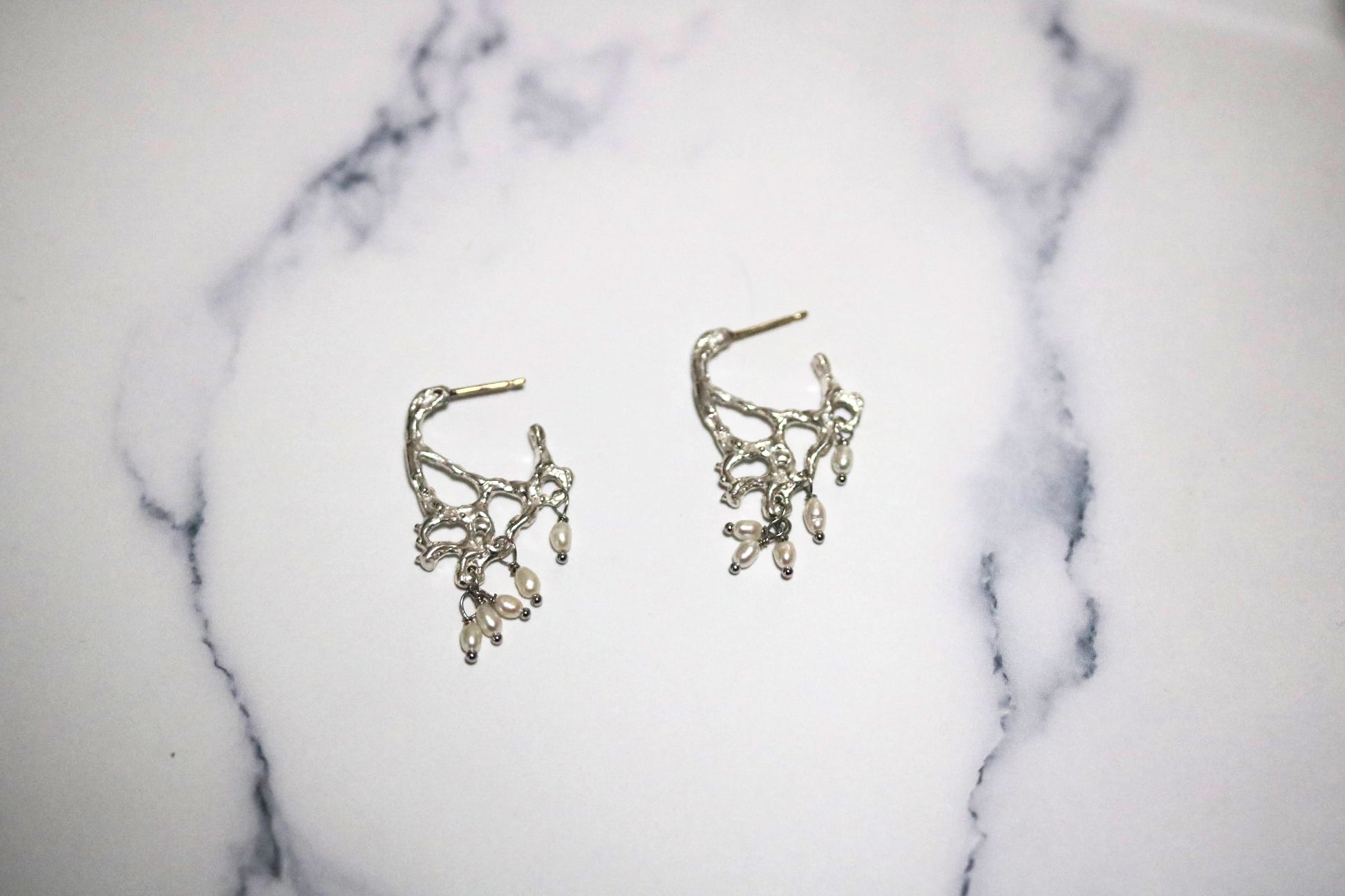 silver earrings with pearls