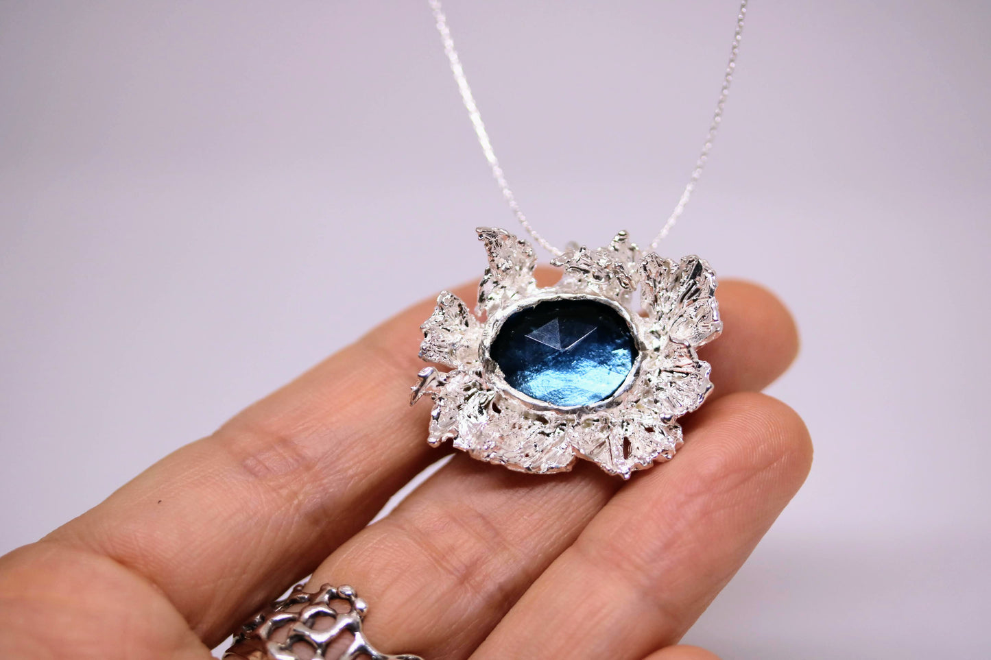 blue topaz silver pendant necklace