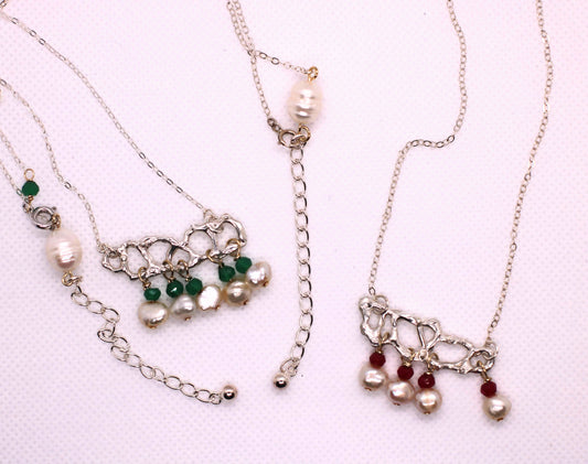 emerald pearl necklace and ruby necklace