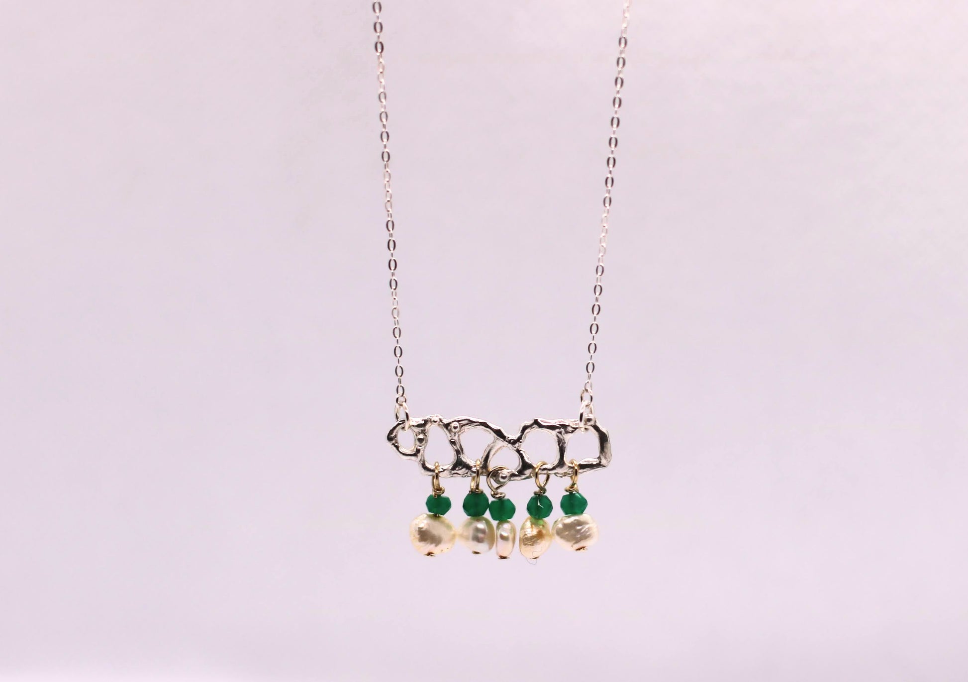 emerald silver necklace